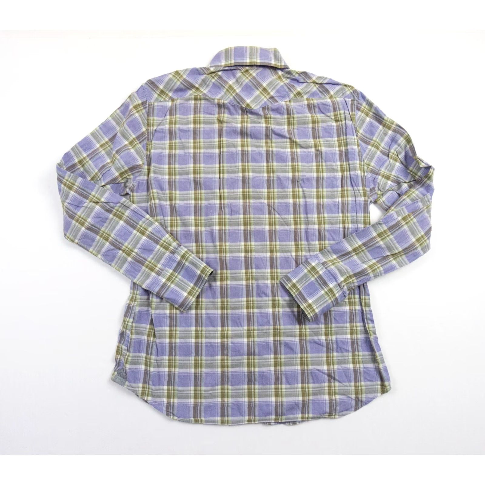 Banana Republic Banana Republic Shirt Men Medium Purple Western Button-Up Plaid Cotton Spandex Long Sleeve Non-Iron Casual Logo-free Mens Size US M / EU 48-50 / 2 - 5 Thumbnail