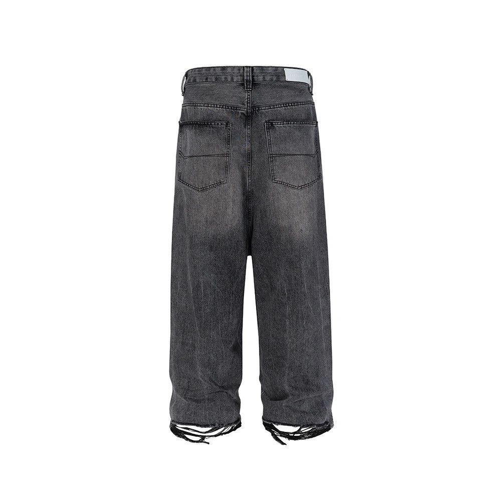 Japanese Brand × Vintage Dark Grey Washed Damage Baggy jeans y2k streetwear Size US 32 / EU 48 - 10 Thumbnail