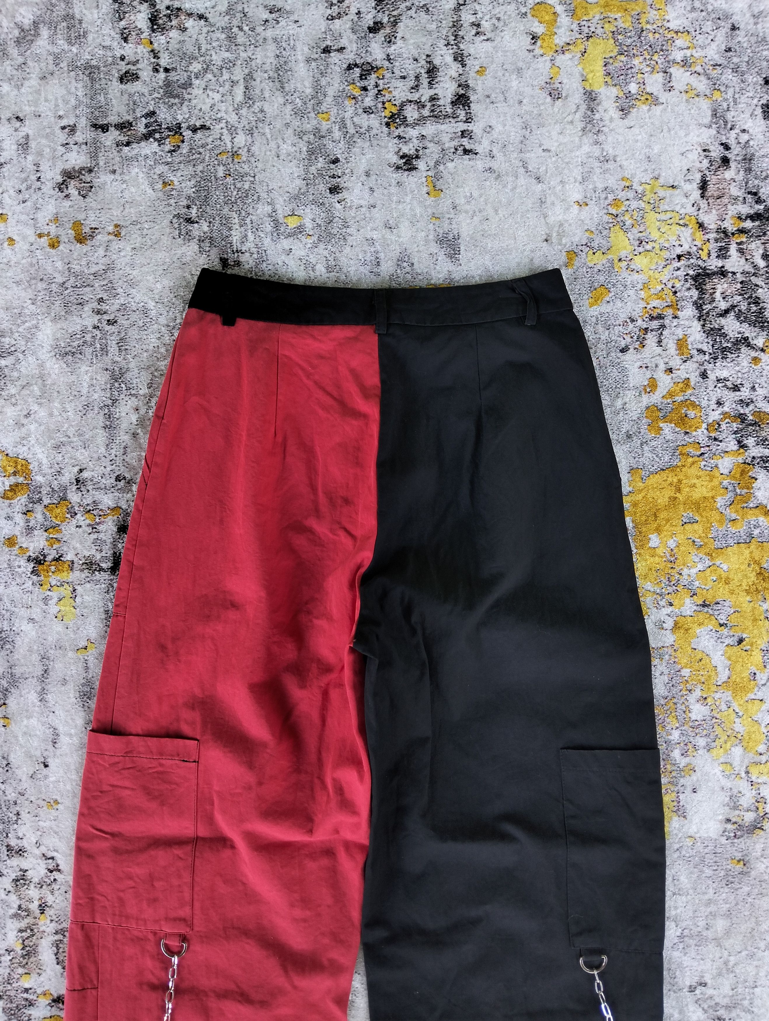 If Six Was Nine Romwe Hybrid Two Tone Baggy Wide Leg Cargo Pants Size US 27 - 6 Thumbnail