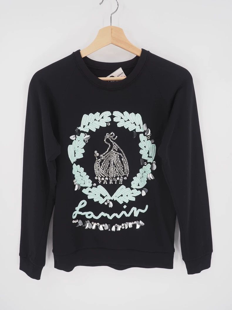 Lanvin Black Beaded Logo Sweatshirt for Women-dmc Size US XS / EU 42 / 0 - 1 Thumbnail