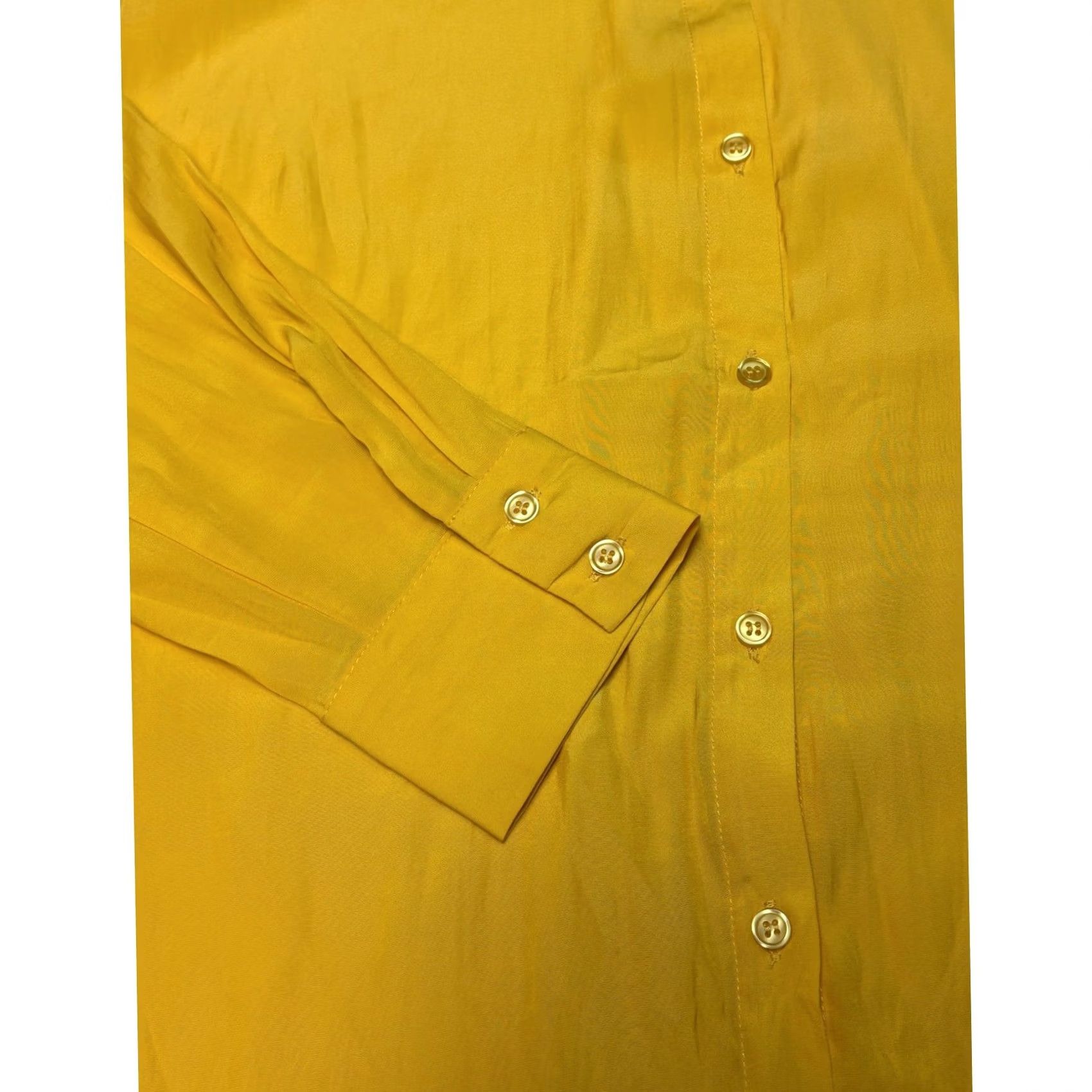 Vintage Rose + Olive Shirt XL Mustard Yellow Long Sleeve Button Down Two Way Wear NWT Size XL / US 12-14 / IT 48-50 - 3 Thumbnail