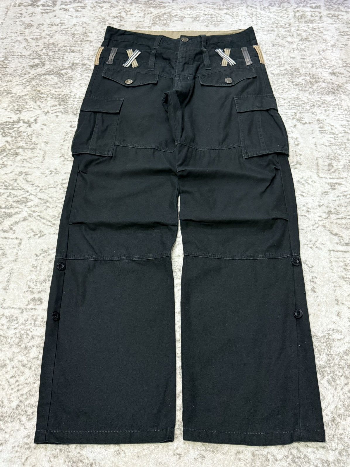Japanese Brand Japanese Brand Double Waist Cut And Sew Loose Cargo Pants Size US 32 / EU 48 - 1 Thumbnail