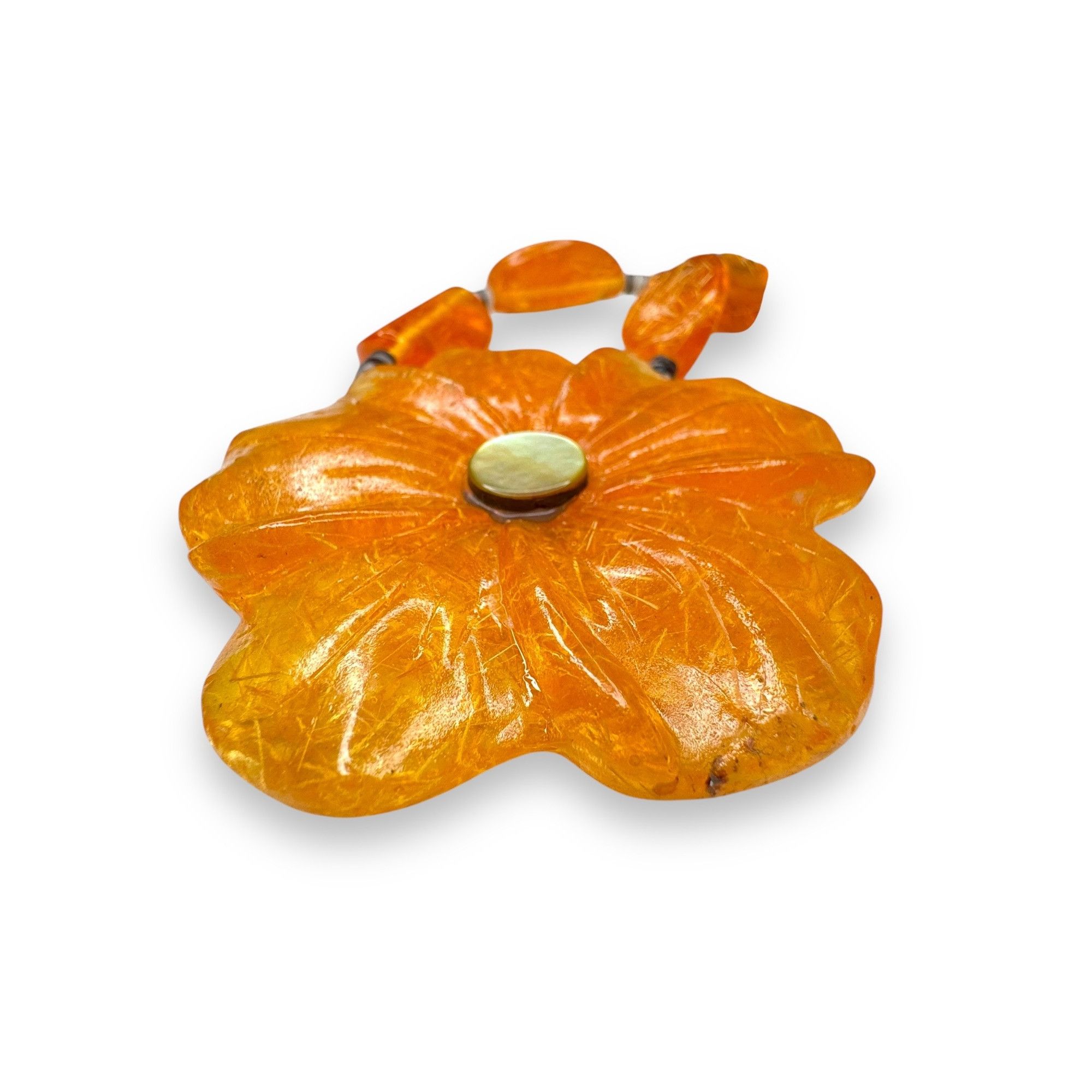 Other Amber & Shell Necklace With Flower Pendant 19" Size ONE SIZE - 10 Thumbnail