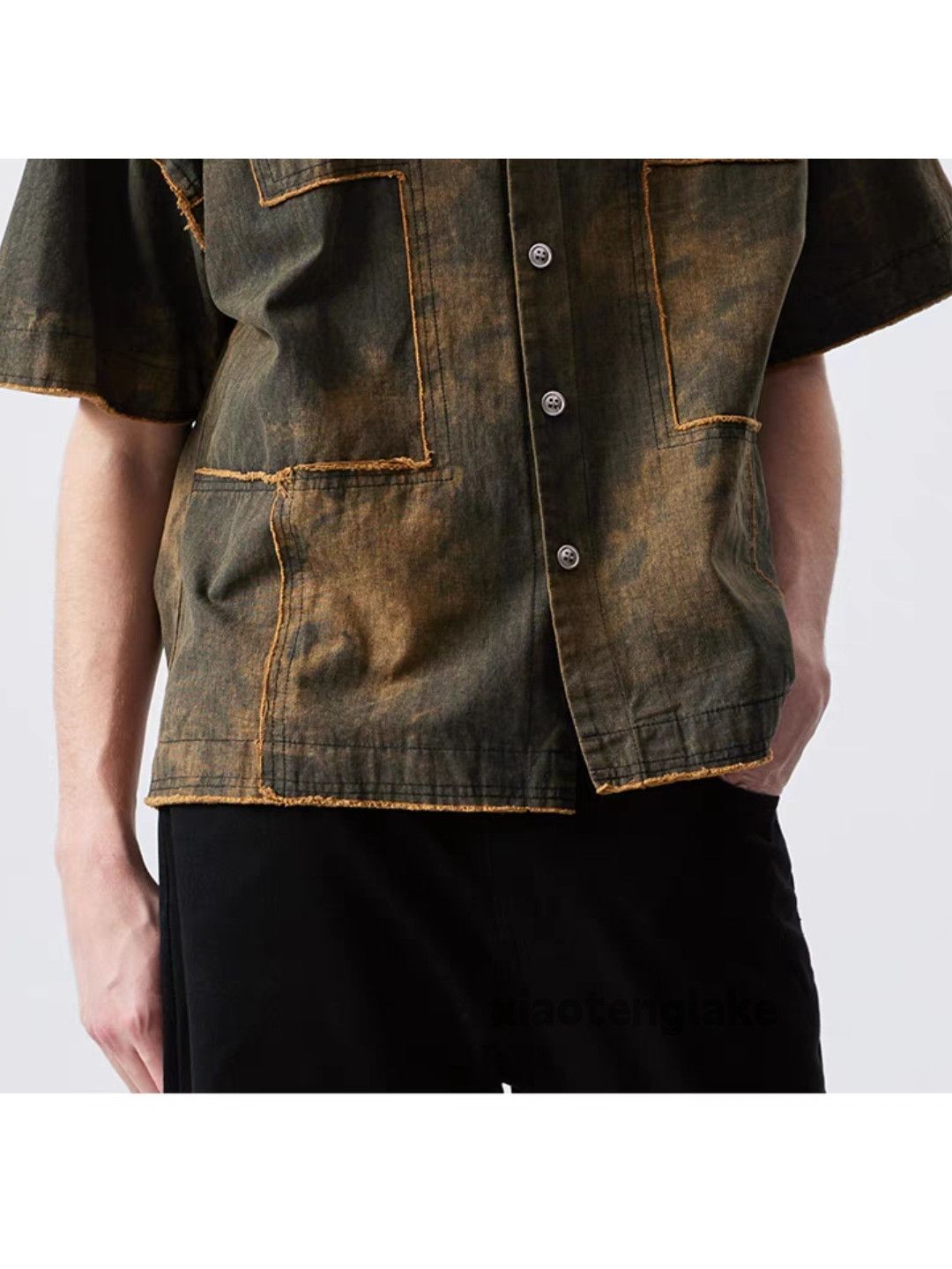 Designer Utility skate hiphop loose tie dye ripped grunge shirt Size US M / EU 48-50 / 2 - 5 Thumbnail