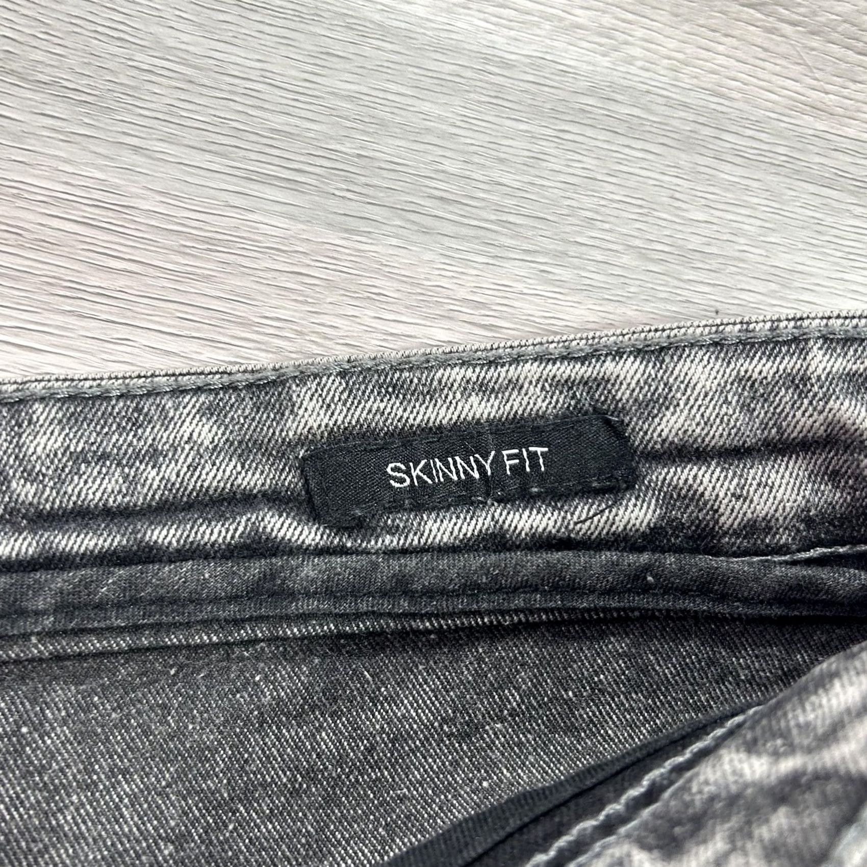 Denime Noble Jeans Jeans Mens 42x32 Gray Skinny Distressed Acid Wash Stretch Denim Pants Size US 42 / EU 58 - 7 Thumbnail