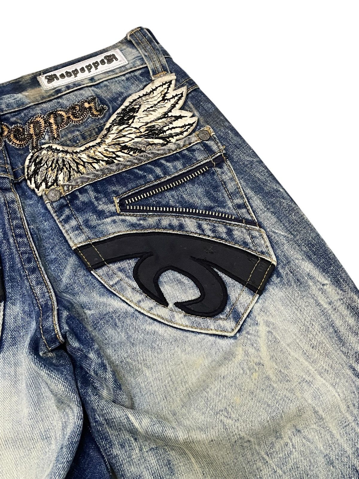 If Six Was Nine × LOWBOX × Le Grande Bleu (L.G.B.) Red Papper Japan Feather Wings Embellish Shatter Glass Jeans Size US 30 / EU 46 - 20 Thumbnail
