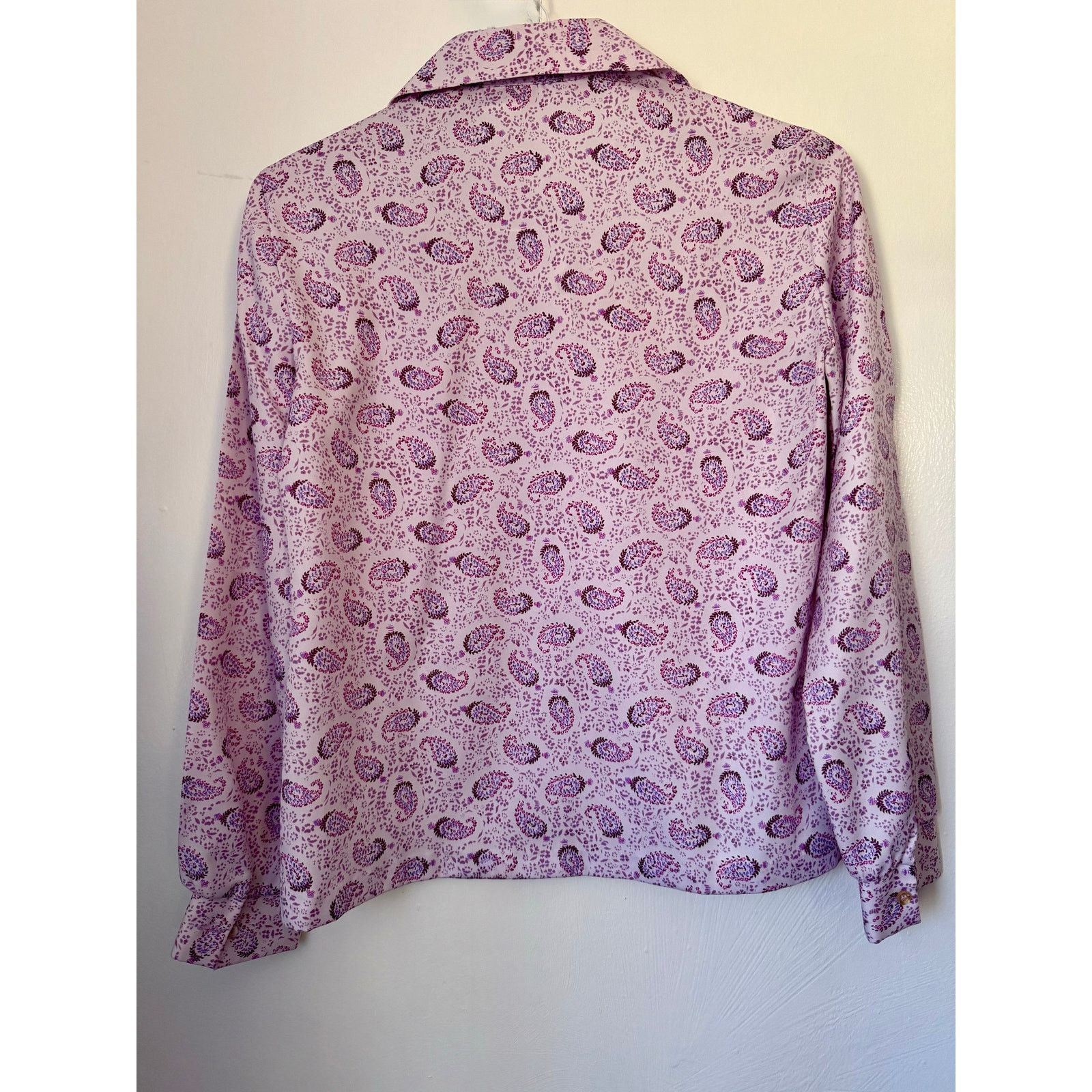 Vintage 70's Lady Arrow Purple Paisley Long Sleeve Blouse Small M Size M / US 6-8 / IT 42-44 - 2 Thumbnail