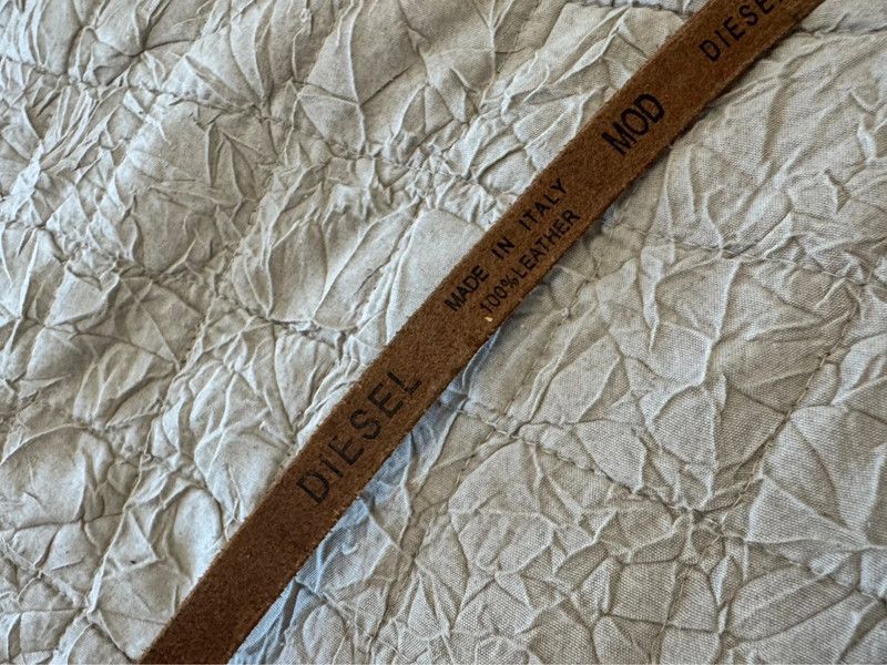 Diesel × Vintage Vintage y2k 00s Diesel Logo Skinny Leather Brown Belt Size ONE SIZE - 3 Thumbnail
