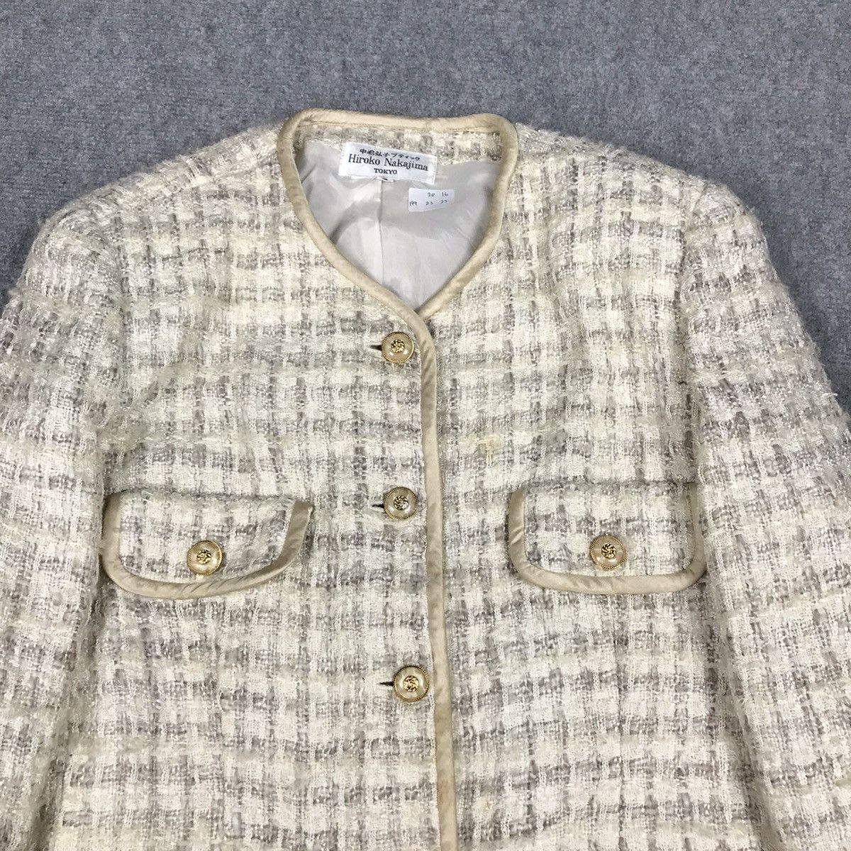 Japanese Brand HIROKO NAKAJIMA JAPAN TWEED COAT JACKET Size S / US 4 / IT 40 - 2 Thumbnail