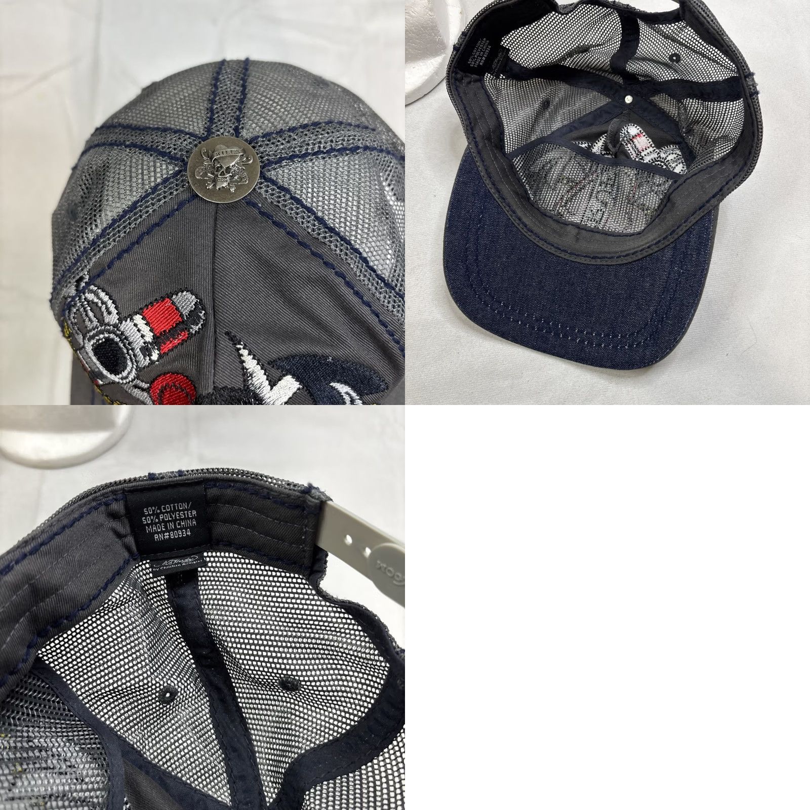 Ed Hardy VINTAGE Ed Hardy Trucker Hat OS Anchor Heart Embroidered Y2K Christian Audigier Size ONE SIZE - 8 Thumbnail