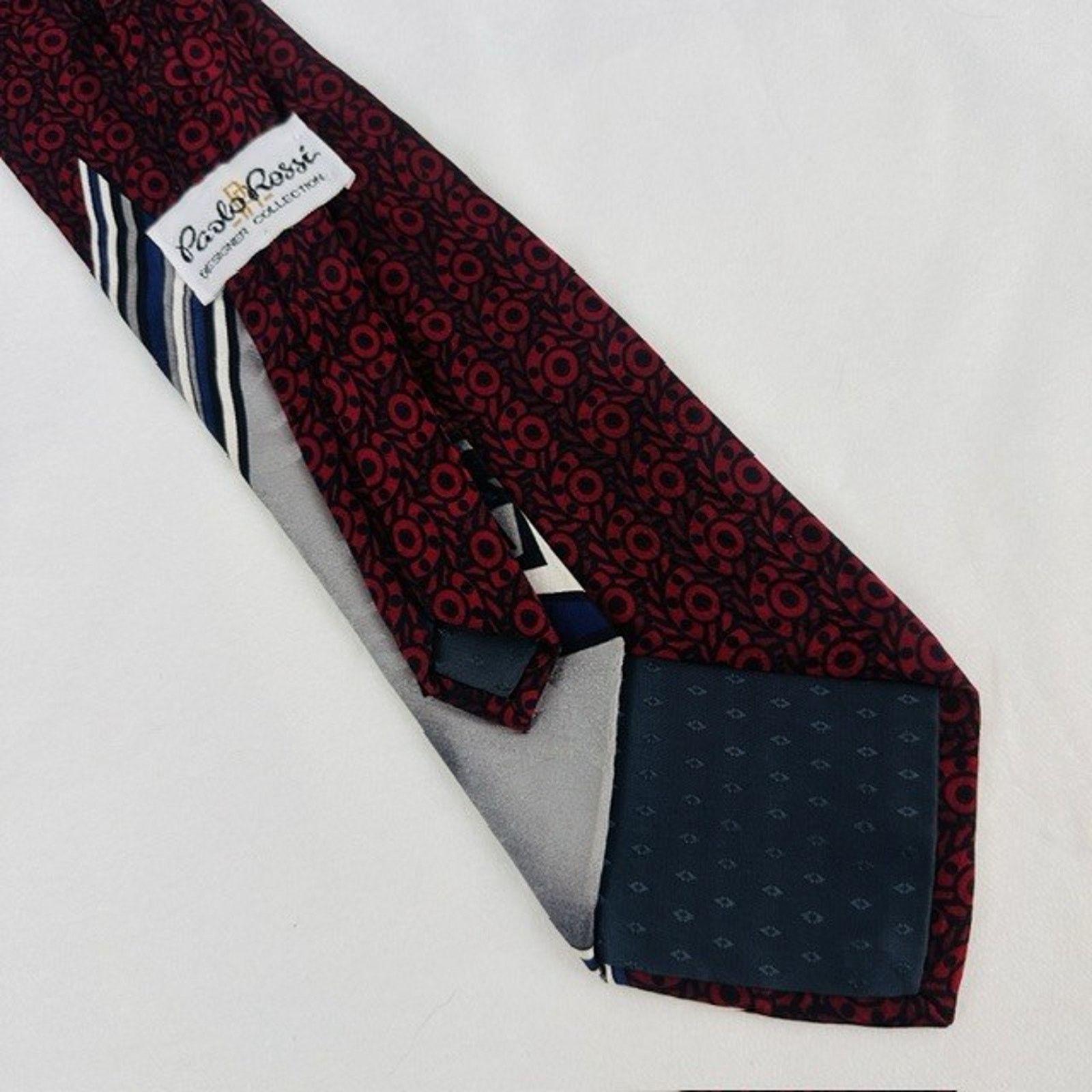 Other Paolo Rossi Designer Silk Tie Red/Black USA Geometric VTG Size ONE SIZE - 13 Thumbnail