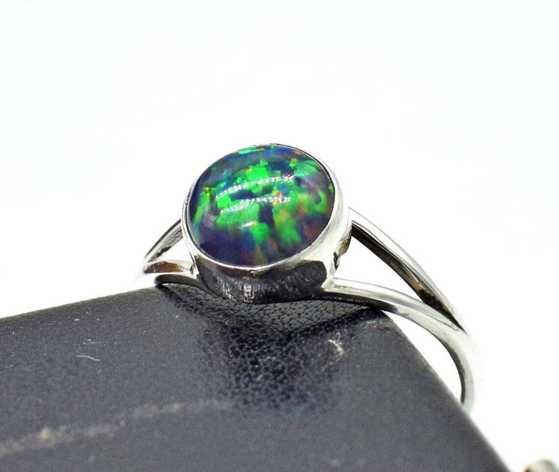 Handmade Dainty Multi Fire Opal 925 Silver Ring: Anniversary Jewelry Size ONE SIZE - 2 Thumbnail