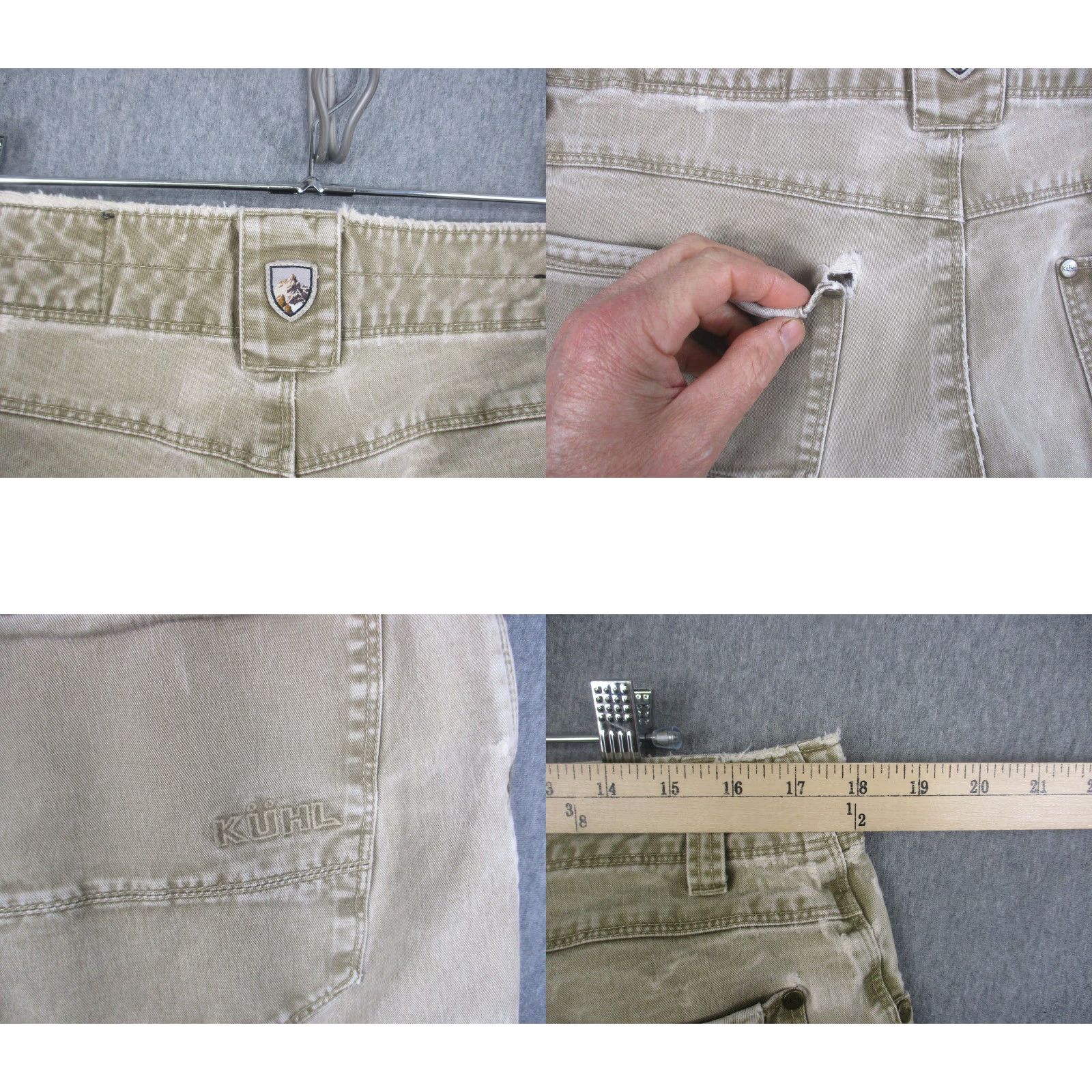 Denime VINTAGE Kuhl Rydr Jeans Mens 36x30 Beige Relaxed Fit Straight Leg Denim Patina Distressed Pockets Zip Mens Size US 36 / EU 52 - 8 Thumbnail