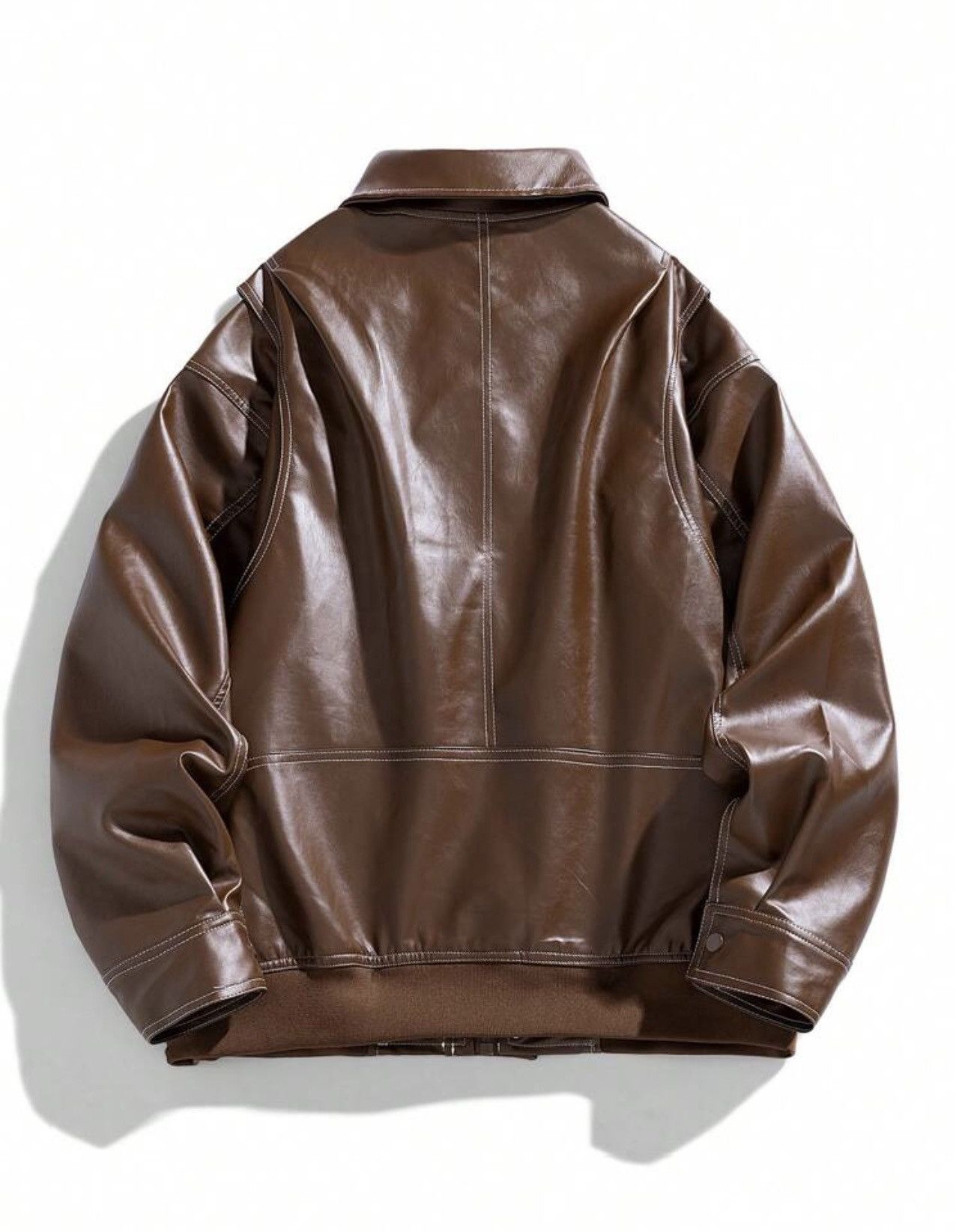 Vintage Men’s Turndown Collar PU Leather Jacket Size US XL / EU 56 / 4 - 7 Thumbnail