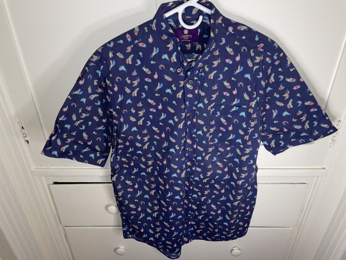 Liberty Liberty of London short sleeve button down, blue paisley, XL Size US XL / EU 56 / 4 - 1 Thumbnail
