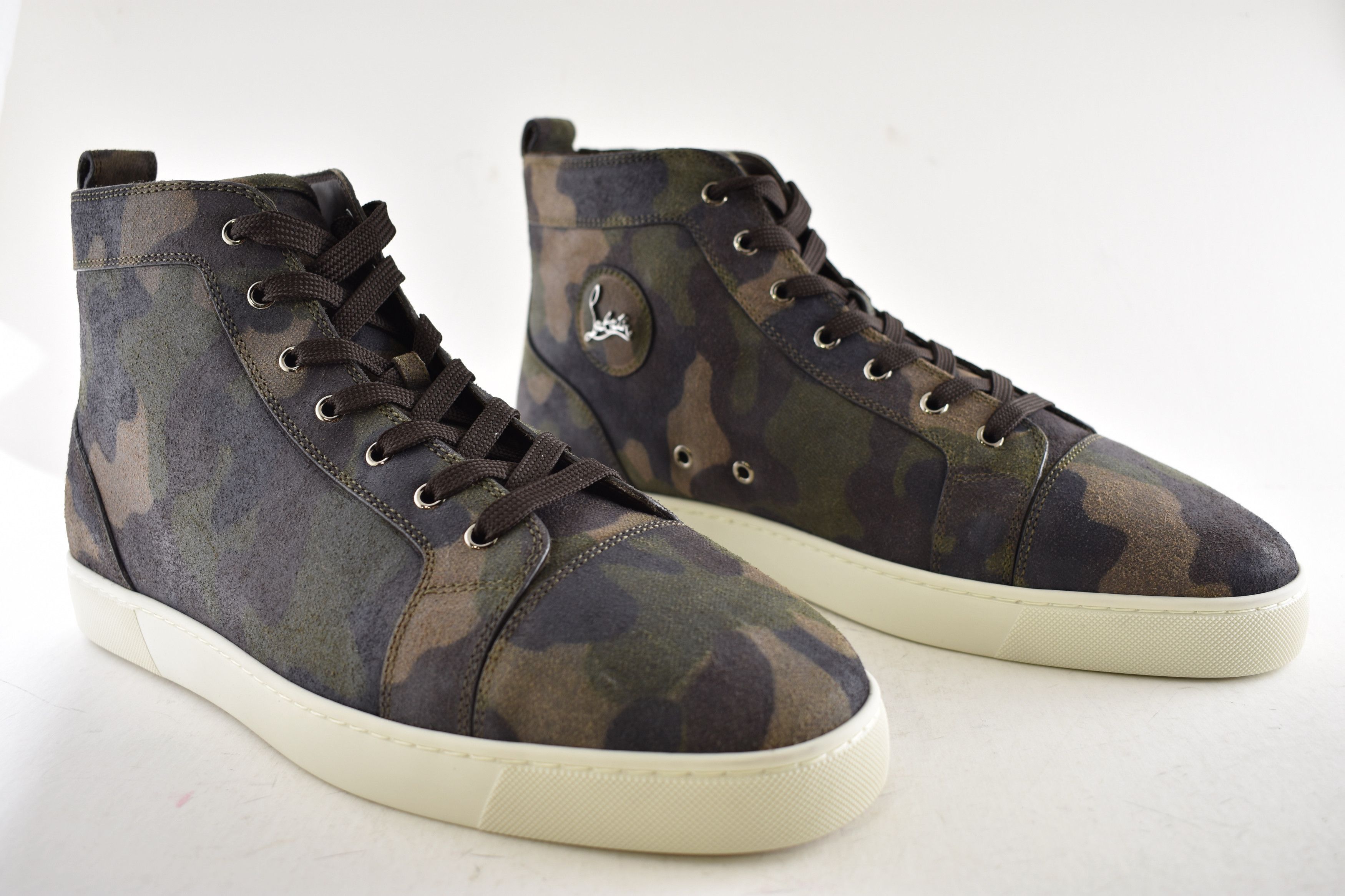 Christian Louboutin Mens Louis Flat Crosta Camouflage High Top Sneaker 48.5 15.5 Size US 15 / EU 48 - 4 Thumbnail