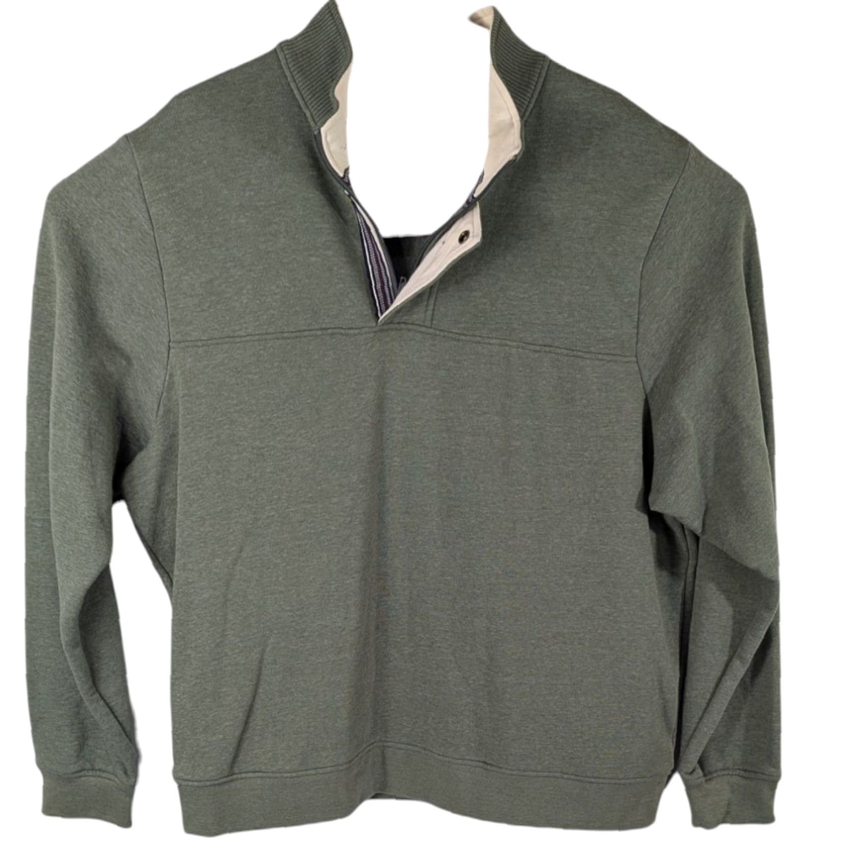 Orvis Signature Pullover Sweater 1/4 Zip Snap Mens 2XL Olive Green Signature Collection Knit Pullover