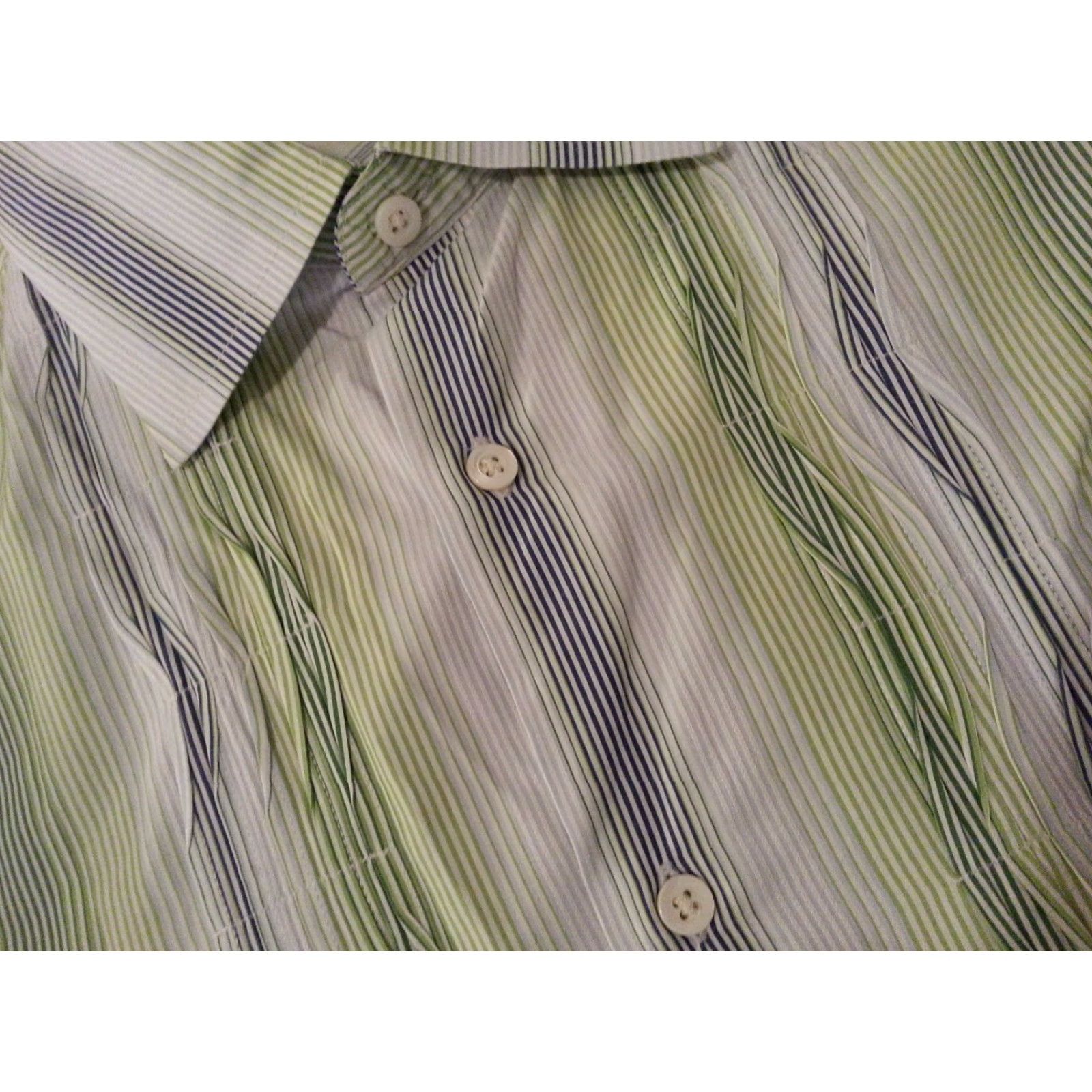 Banana Republic Mens Banana Republic Dress Shirt L Large Green Cotton Long Button Size 42R - 3 Thumbnail