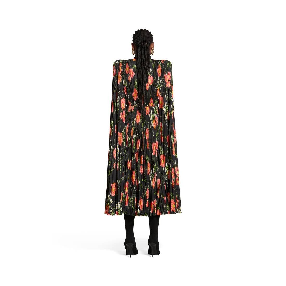 Balenciaga o1bcso1str0525 Poppy Scarf Pleated Dress in Multicolor Size M / US 6-8 / IT 42-44 - 4 Thumbnail
