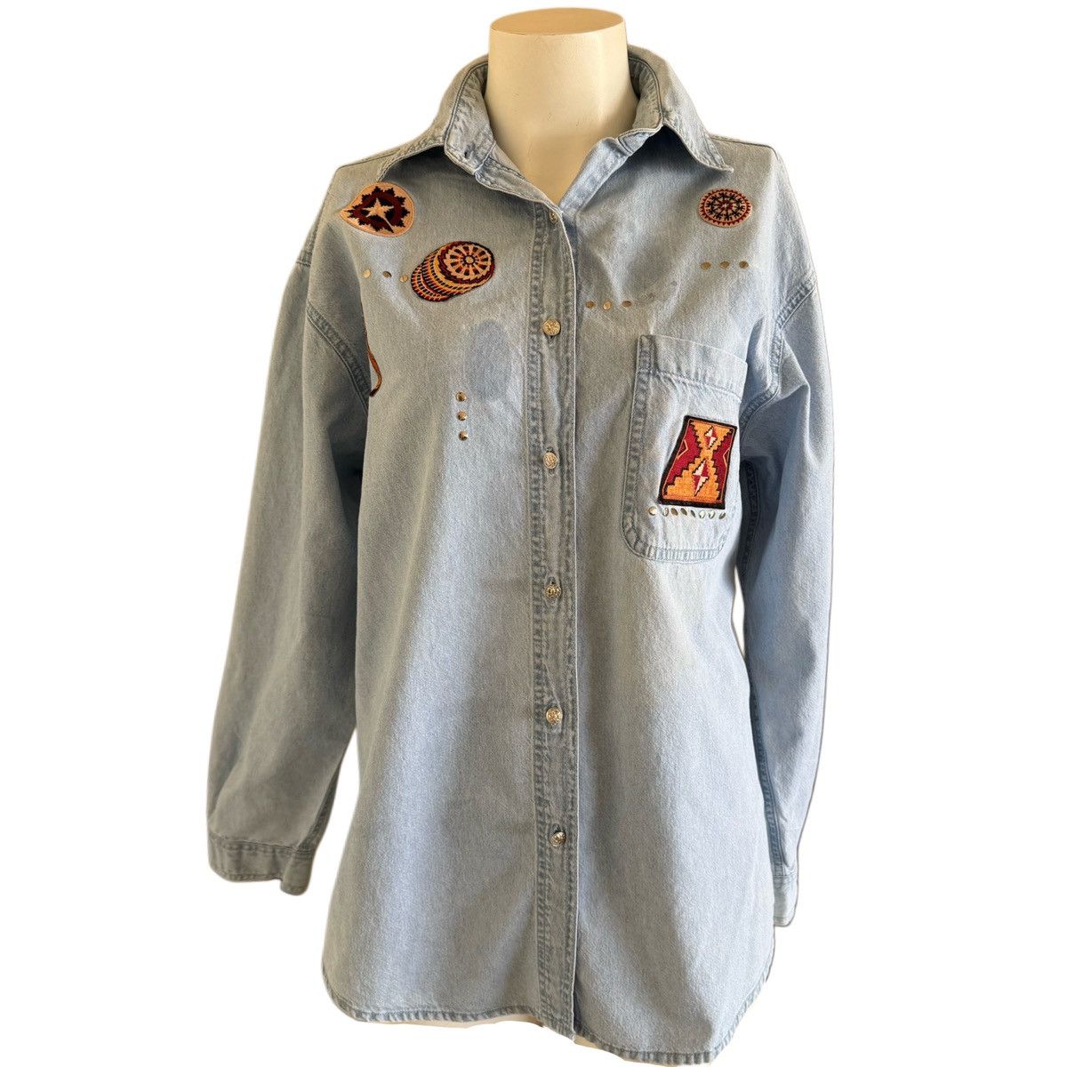 Vintage Tia Medium vintage 90s denim women’s shirt southwestern Size M / US 6-8 / IT 42-44 - 1 Thumbnail