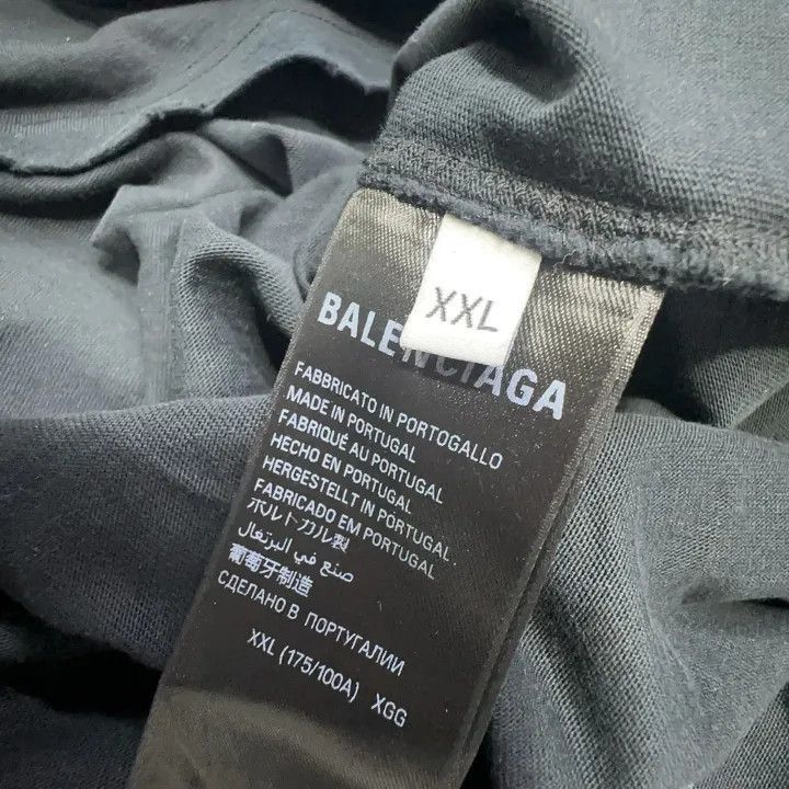 Balenciaga Balenciaga New Tape Logo Black T-Shirt 0079-2507 Size XXL / US 16-18 / IT 52-54 - 2 Thumbnail
