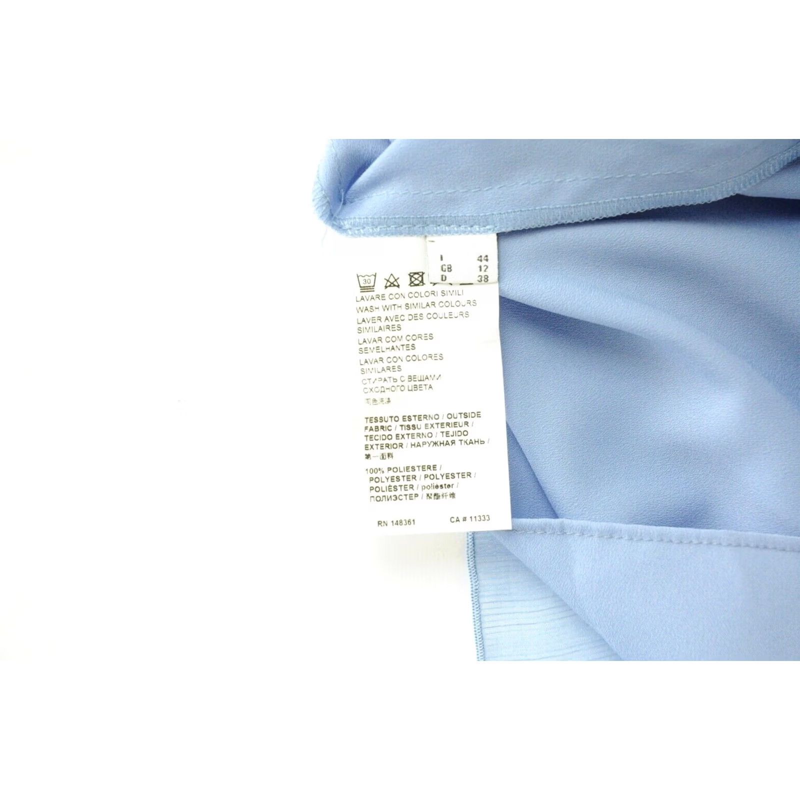 Pinko Pinko Blouse Women Sleeveless Off Shoulder Elastic Ruffle Blue UK 12 Shirt Casual Comfortable Regular Blue Wool Not Specified Size XL / US 12-14 / IT 48-50 - 5 Thumbnail