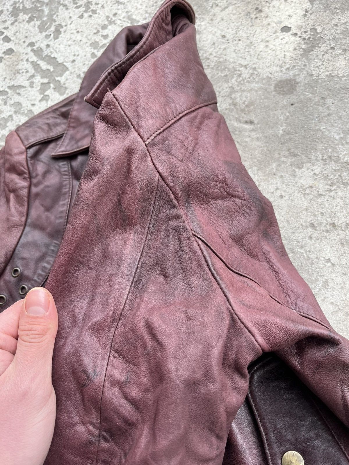 Allsaints × Japanese Brand Vintage AllSaints Avant Garde Sun Faded Red Leather Jacket Size S / US 4 / IT 40 - 16 Thumbnail