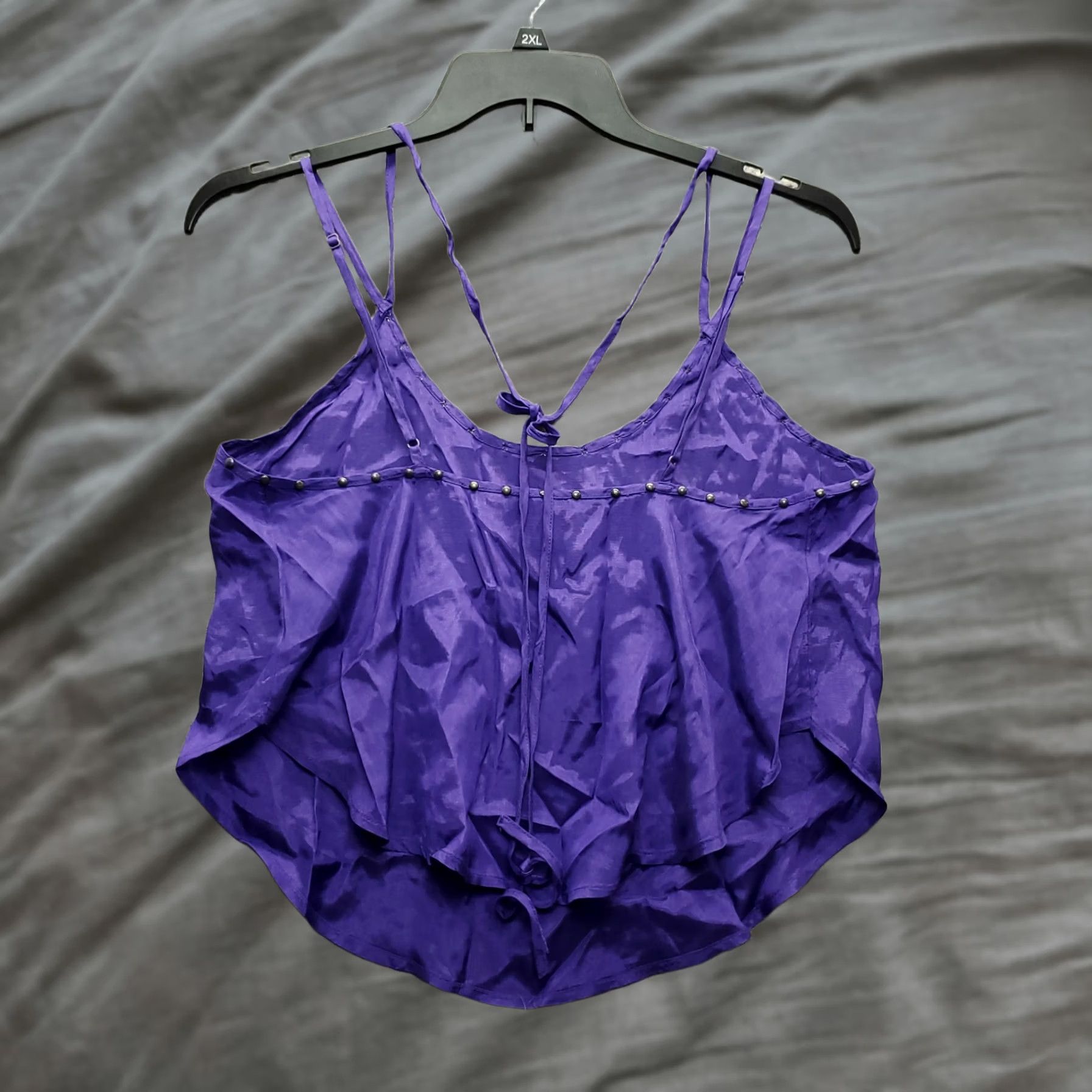 Free People Free People Womens Camisole Top Purple Studded Spaghetti Strap Tank M Sleeveless Pocketless Beach Shirt Size M / US 6-8 / IT 42-44 - 1 Thumbnail