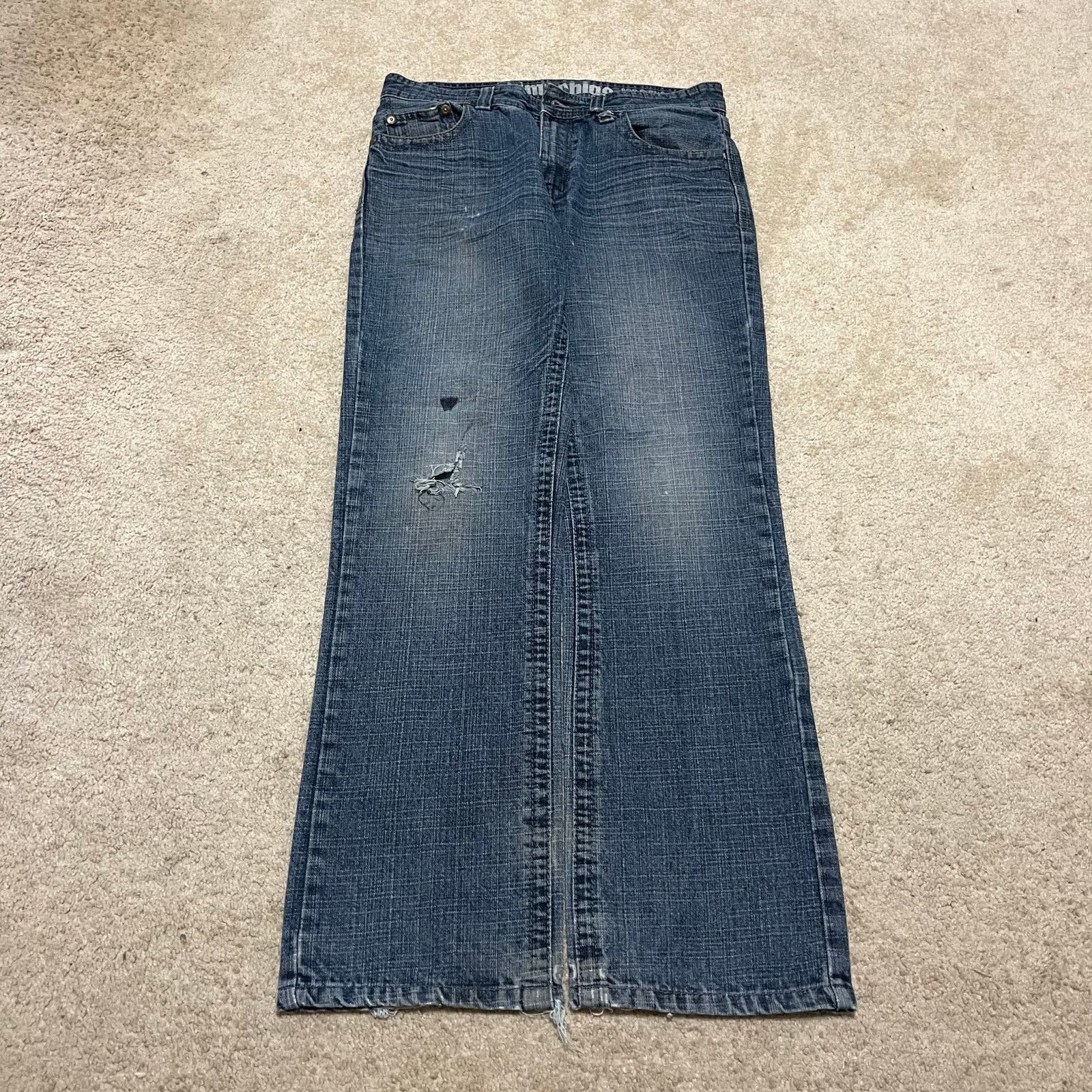 Other Y2K The Machine Skater Cross Embroidered Faded Jeans 32x31.5 Size US 32 / EU 48 - 1 Thumbnail