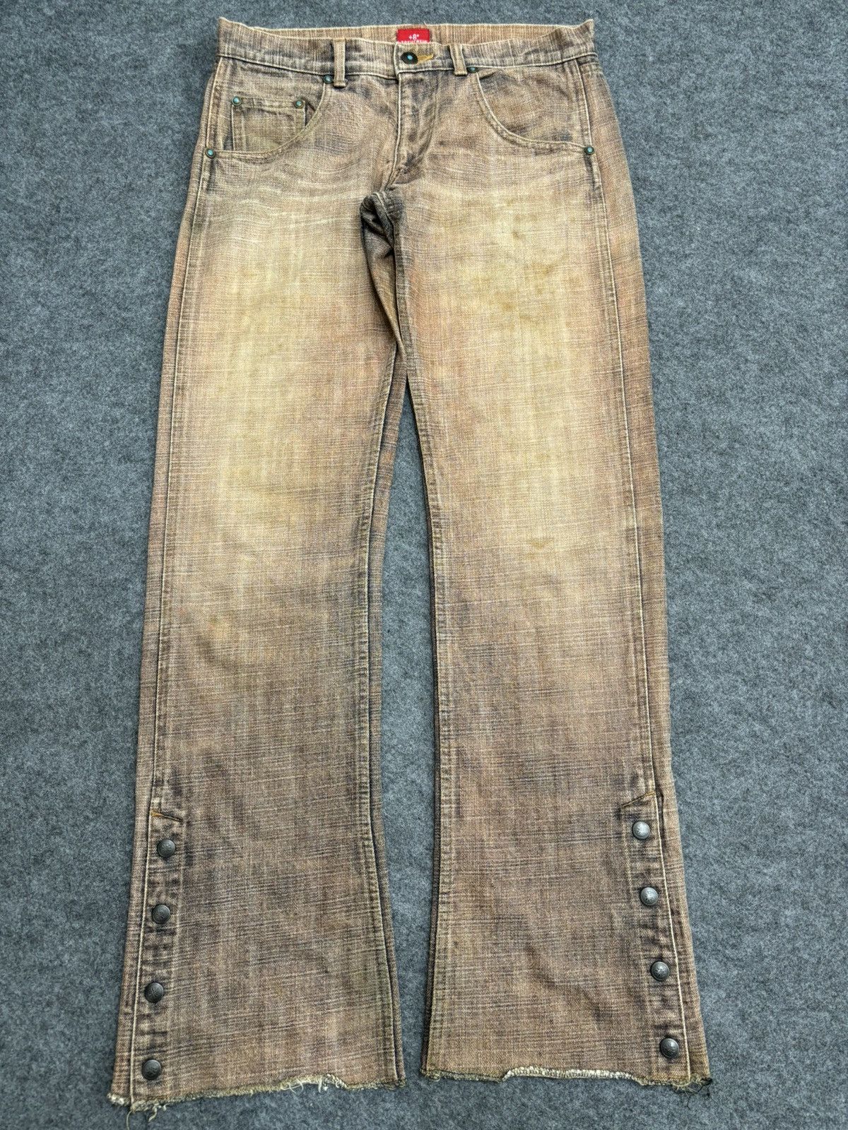Japanese Brand 💥Insane 90s Flare💥+8 securacid Flare Acid Wash Denim F504 Size US 31 - 19 Thumbnail