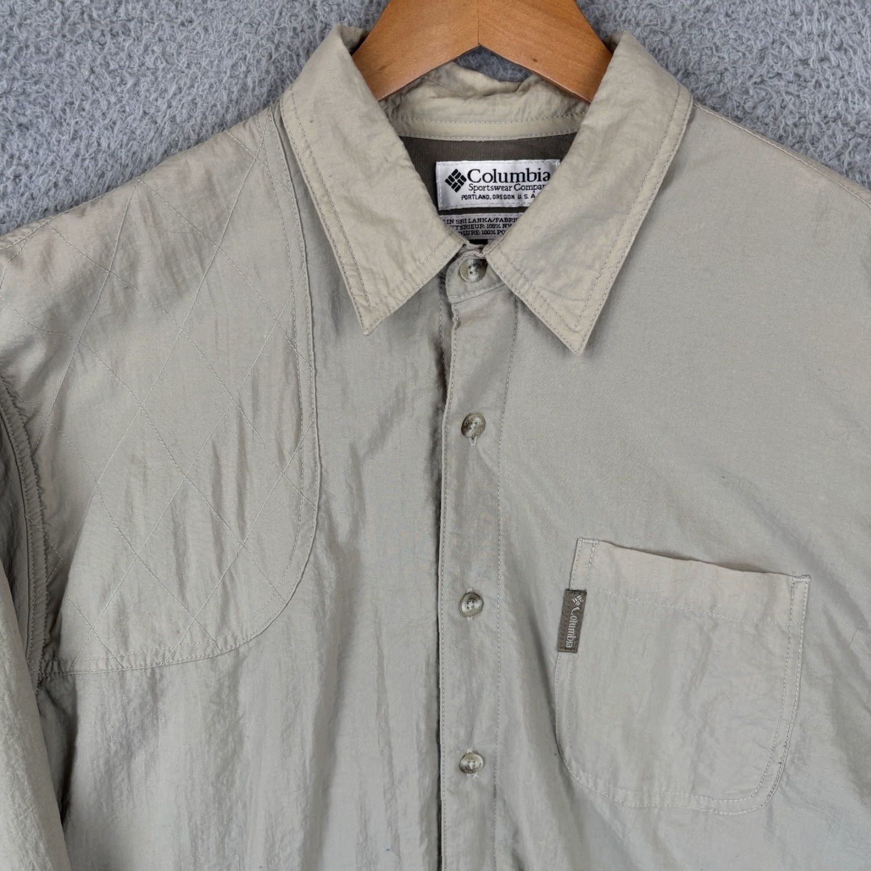 Vintage VINTAGE Columbia Shooting Shirt Mens Large Beige Nylon Lined Hunting Shoulder Patch Shirt Size US L / EU 52-54 / 3 - 2 Thumbnail