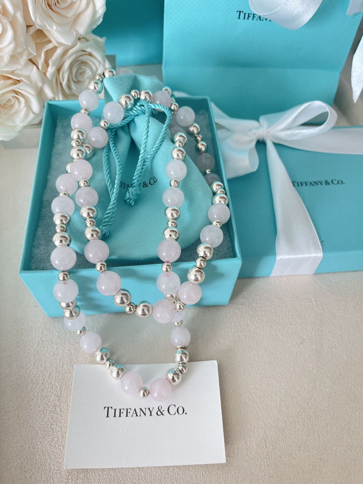 Tiffany & Co. Vintage Tiffany & Co. Pink Quartz Silver Beads Necklace 30” Size ONE SIZE - 4 Thumbnail