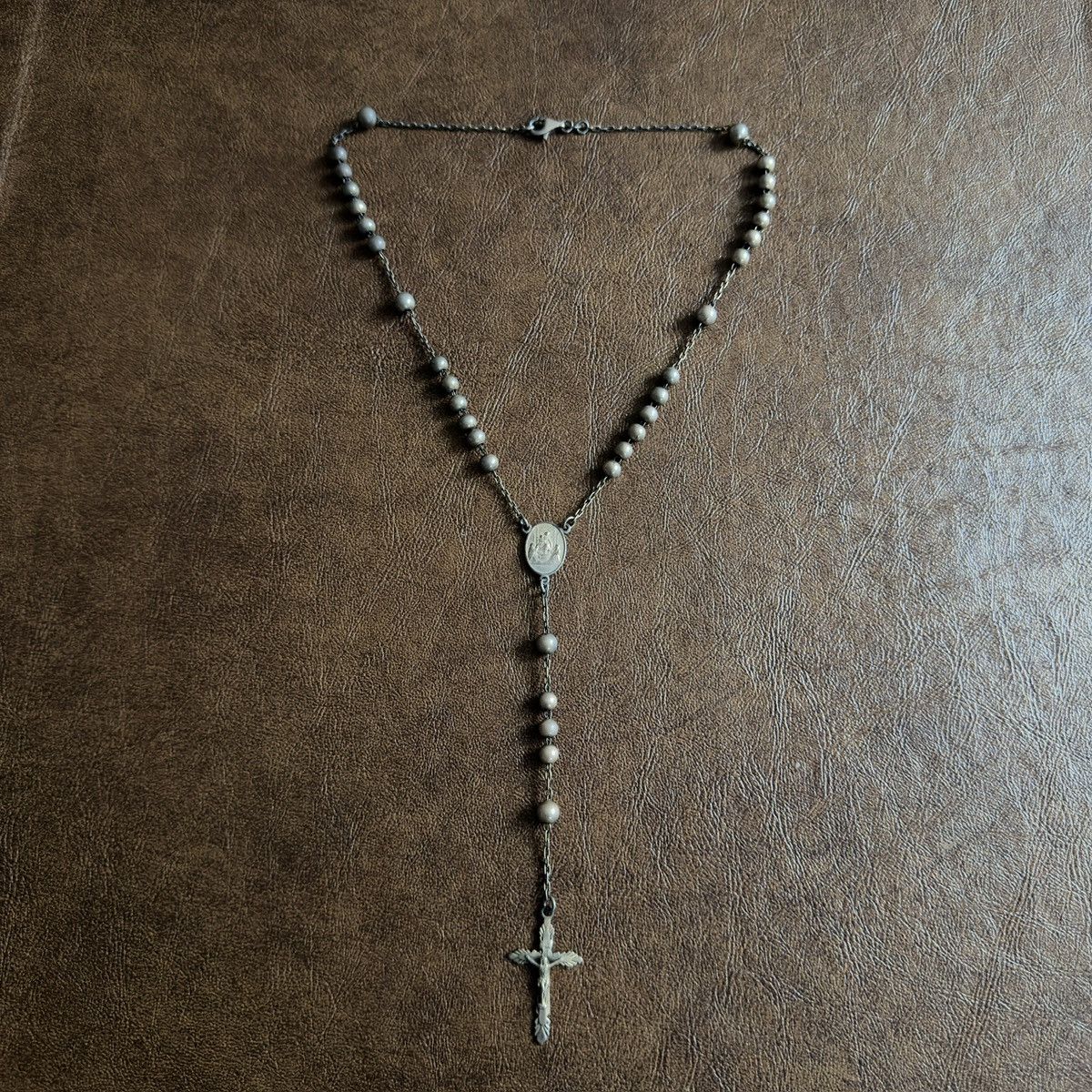925 Silver Cross Rosary Necklace