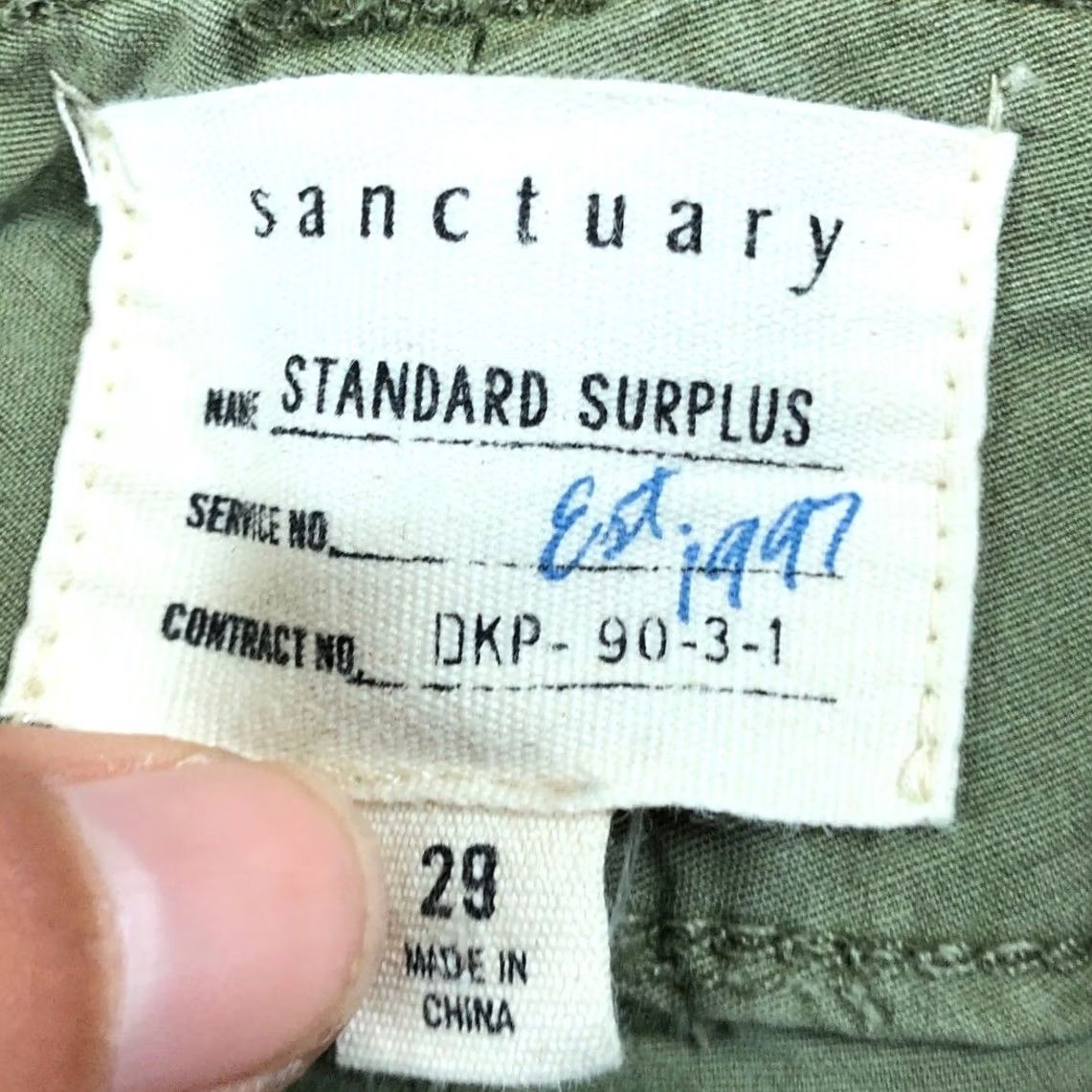 Sanctuary Sanctuary Womens Pants Green Mid Rise Cargo Drawcord Ankle Stretch 29 Size 29" - 4 Thumbnail