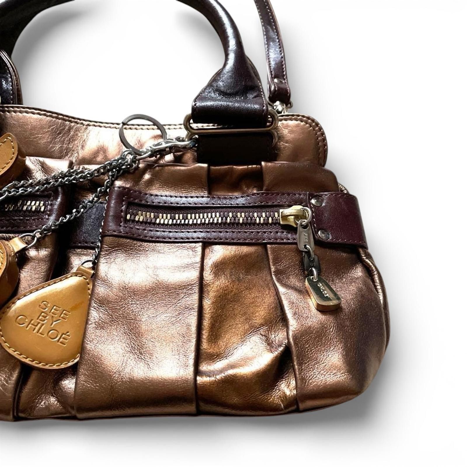 chloma Chloé - Metallic Bronze Leather Handbag Charm Size ONE SIZE - 5 Thumbnail