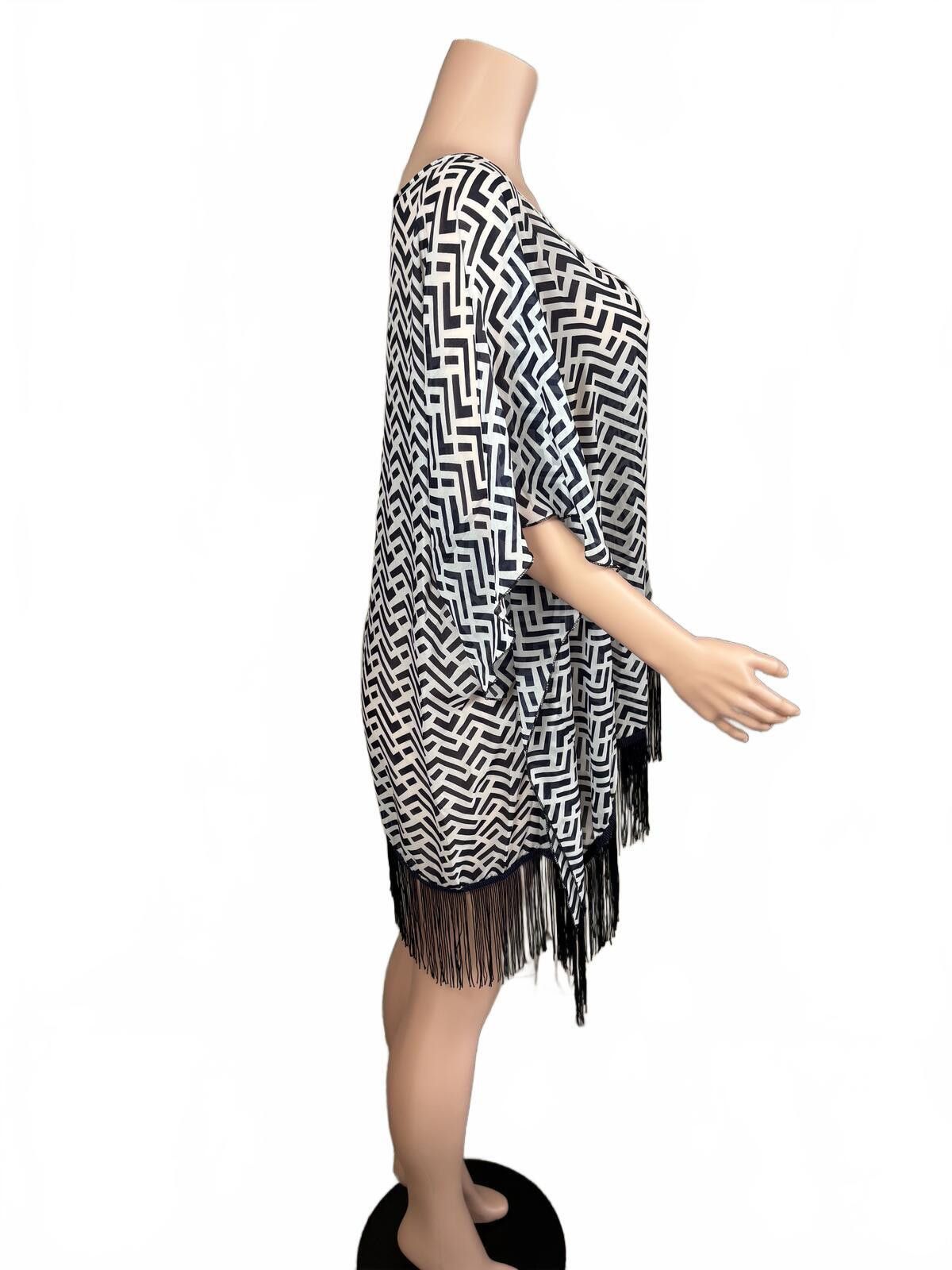 Other Navy Blue Boho Festival Beach/Swim Fringe Cover-Up Dress. Size ONE SIZE - 6 Thumbnail