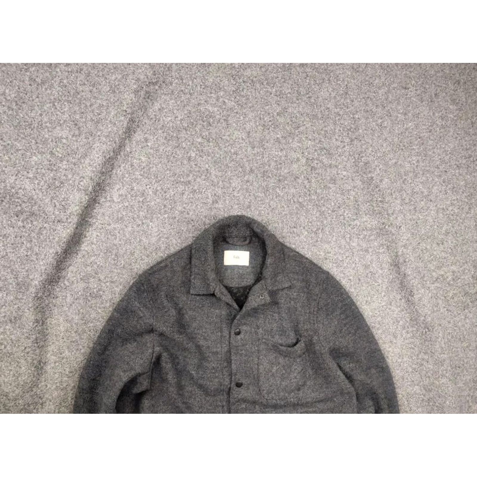 Folk Folk Design Chore Wool Blend Dark Gray Pocket Button Overshirt Jacket XL Men Gray Pocket Button Overshirt Size US XL / EU 56 / 4 - 2 Thumbnail