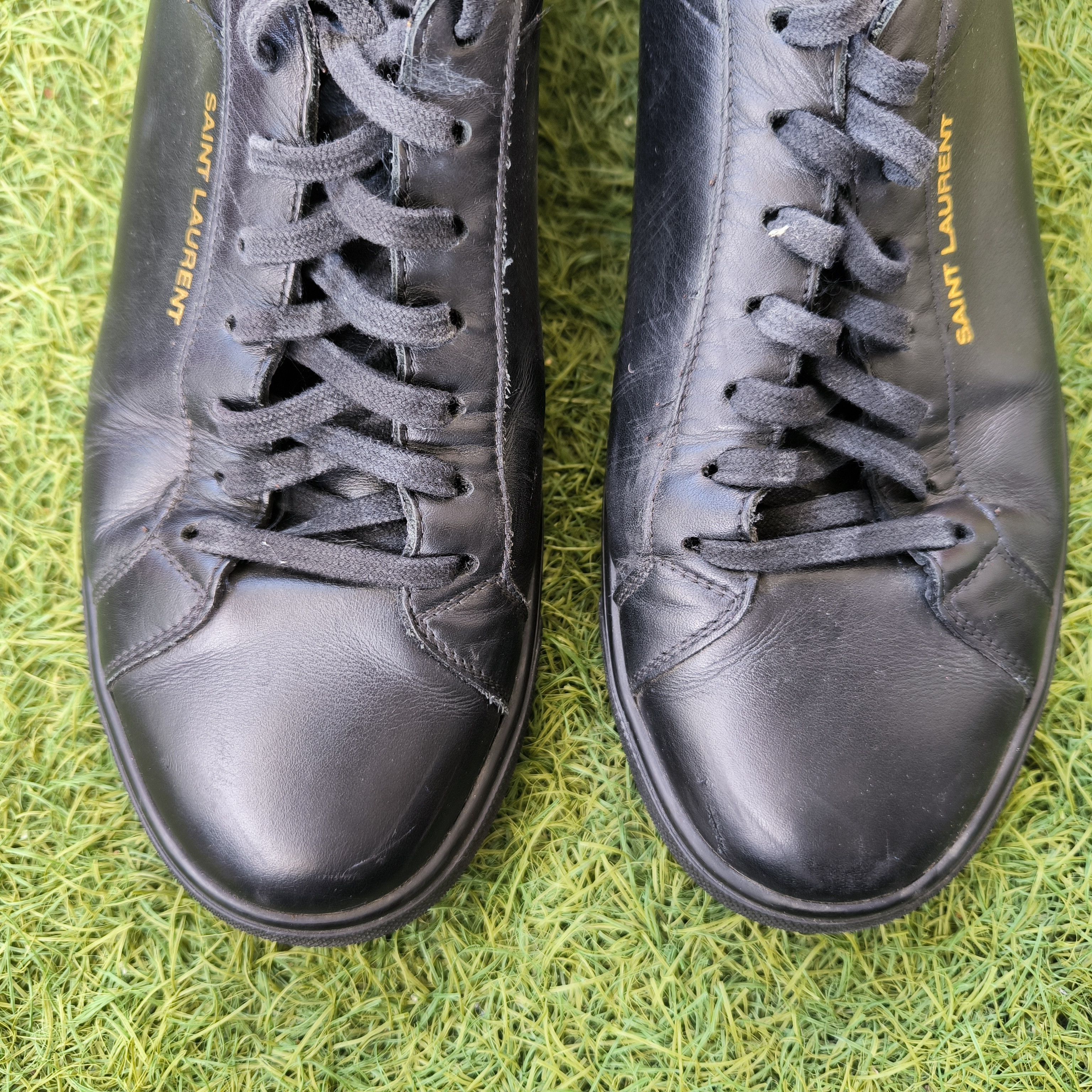 Saint Laurent Paris Saint Laurent Black Leather Low Top Sneakers Made in Italy Size US 9.5 / EU 42-43 - 3 Thumbnail