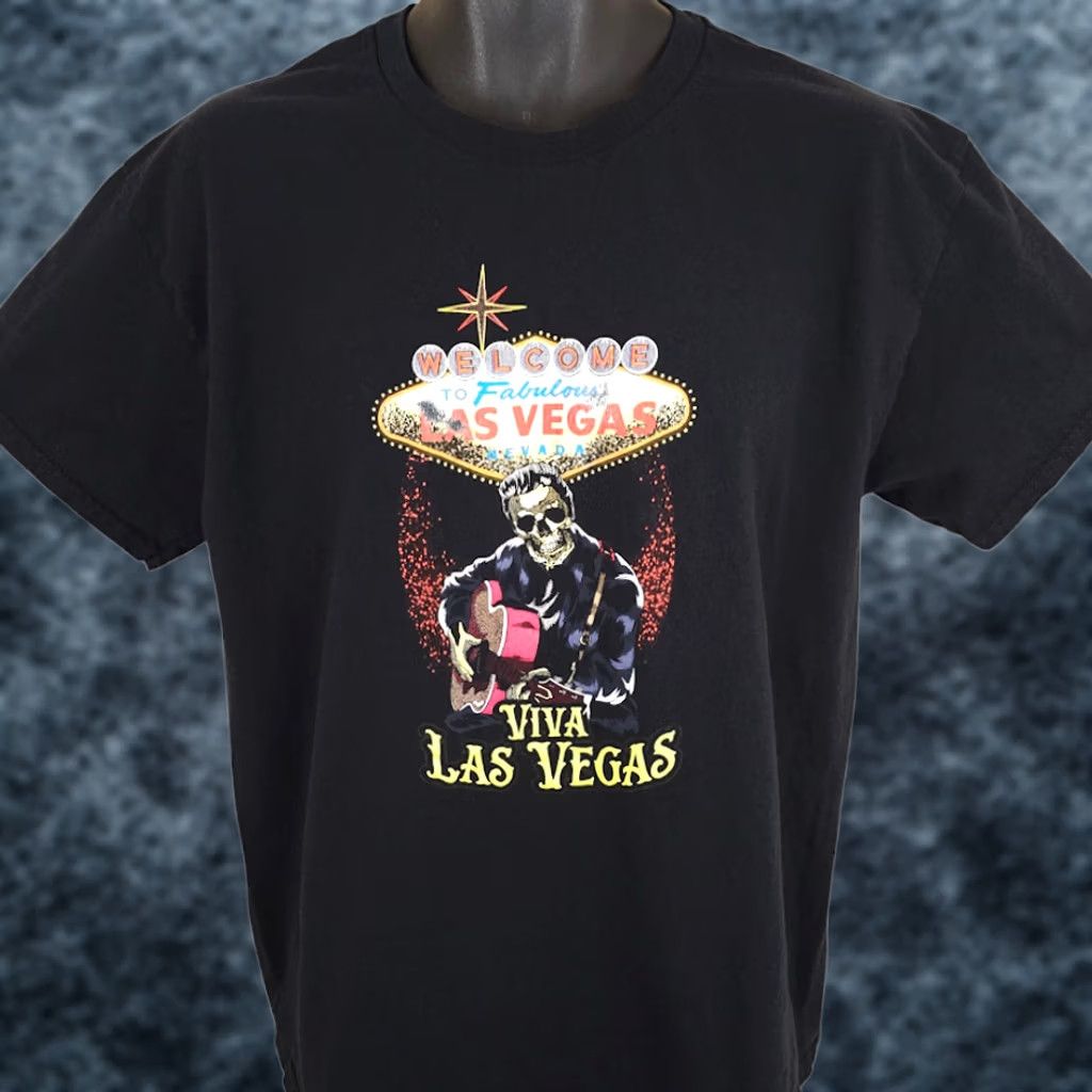 Vintage Viva Las Vegas T Shirt Mens Large Black Rockabilly Pin Up Travel Souvenir Size US L / EU 52-54 / 3 - 1 Thumbnail