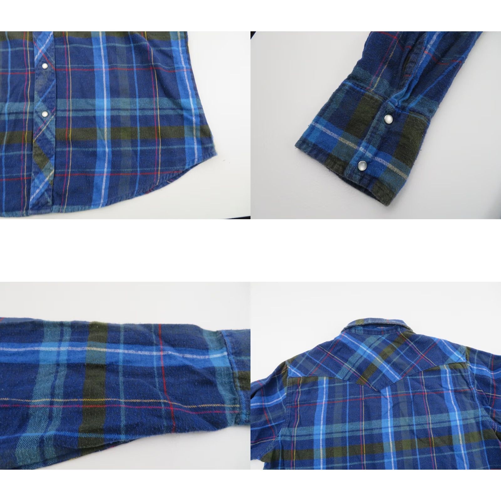 Wrangler VINTAGE Wrangler Plaid Pearl Snap Western Shirt Mens L Blue Flannel 70s 80s 90s Cowboy Grunge Hipster Long Sleeve Button Up Size US L / EU 52-54 / 3 - 8 Thumbnail