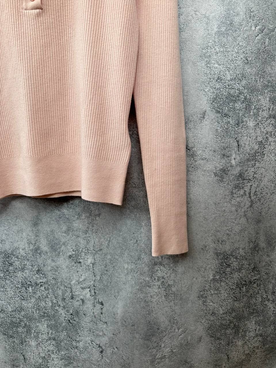 Reiss Reiss Sienna Ribbed Space Wool Polo Shirt in Blush Sweater Size L / US 10 / IT 46 - 10 Thumbnail