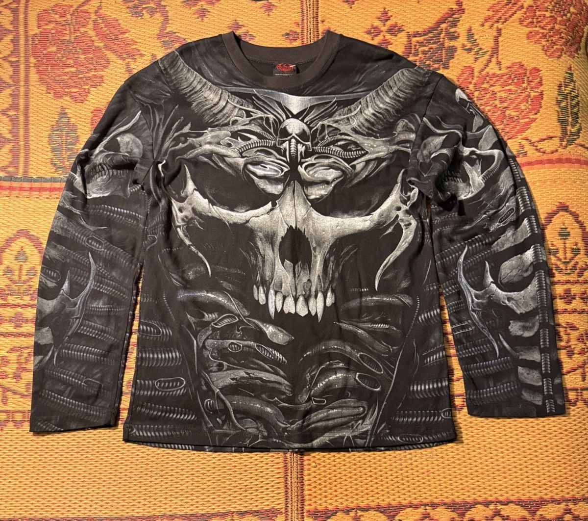 Other Vintage Y2K Skull AOP Longsleeve Shirt Size US M / EU 48-50 / 2 - 2 Thumbnail