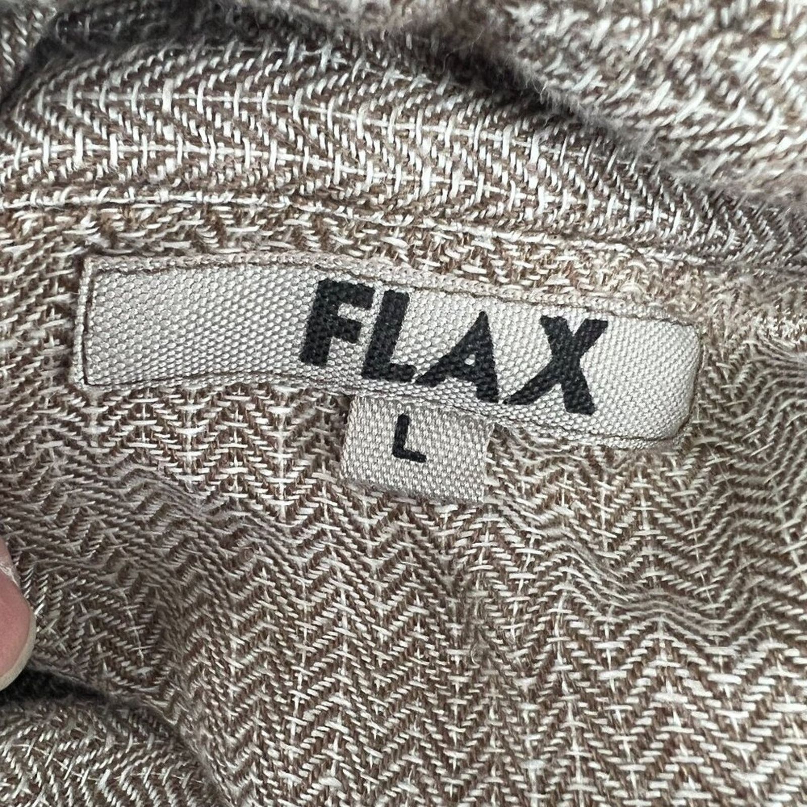 FLAX FLAX Linen Button Down Mandarin Collar Shirt Natural Tan L Size L / US 10 / IT 46 - 3 Thumbnail
