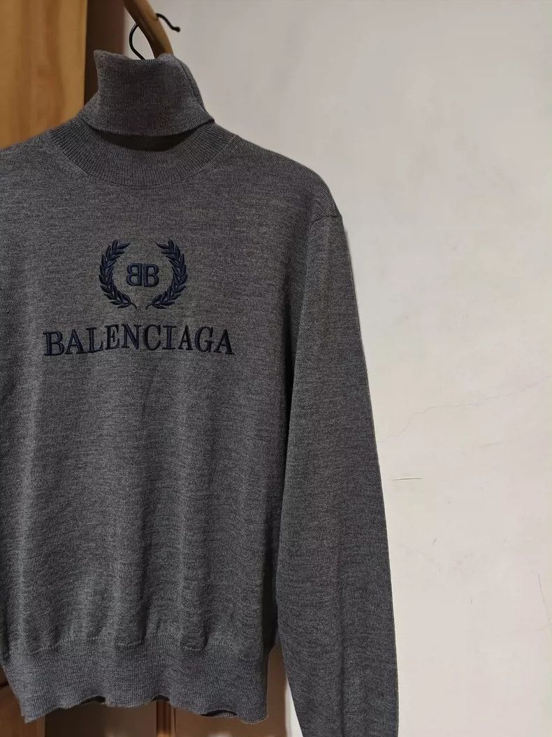 Balenciaga Balenciaga Double B wheat ear embroidery turtle neck Size US M / EU 48-50 / 2 - 2 Thumbnail