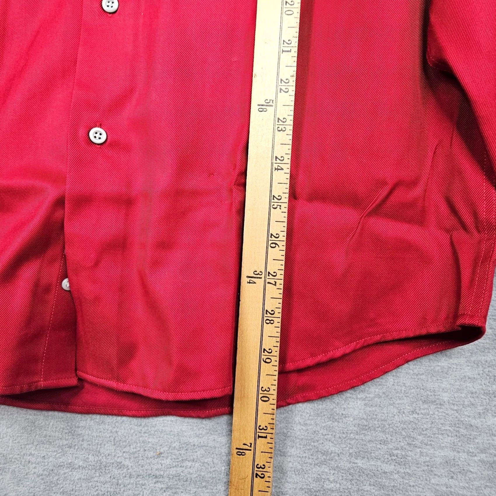 Pronto Uomo PRONTO UOMO Shirt Button-Up Red 100% Cotton Long Sleeve Size 16 New Non-Iron Button-Down Collar Mens Regular Cloth Shirt Size US L / EU 52-54 / 3 - 4 Thumbnail