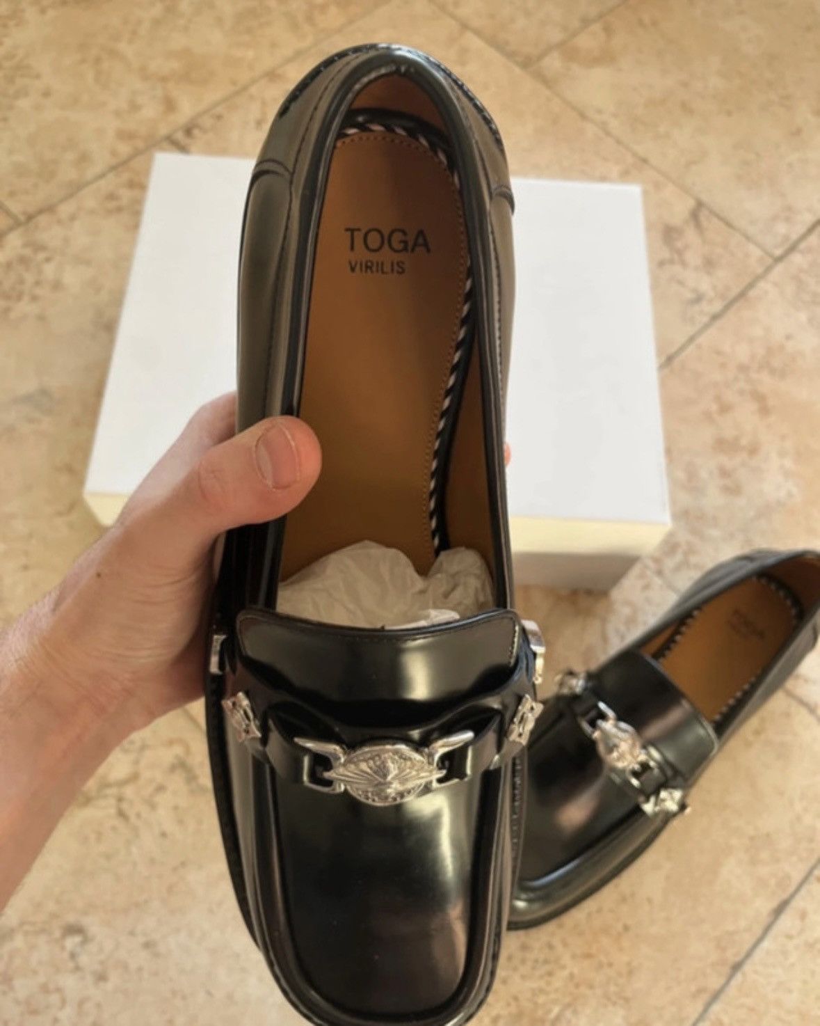 TOGA VIRILIS Toga Virilis Polished Black Loafers Size US 12 / EU 45 - 3 Thumbnail