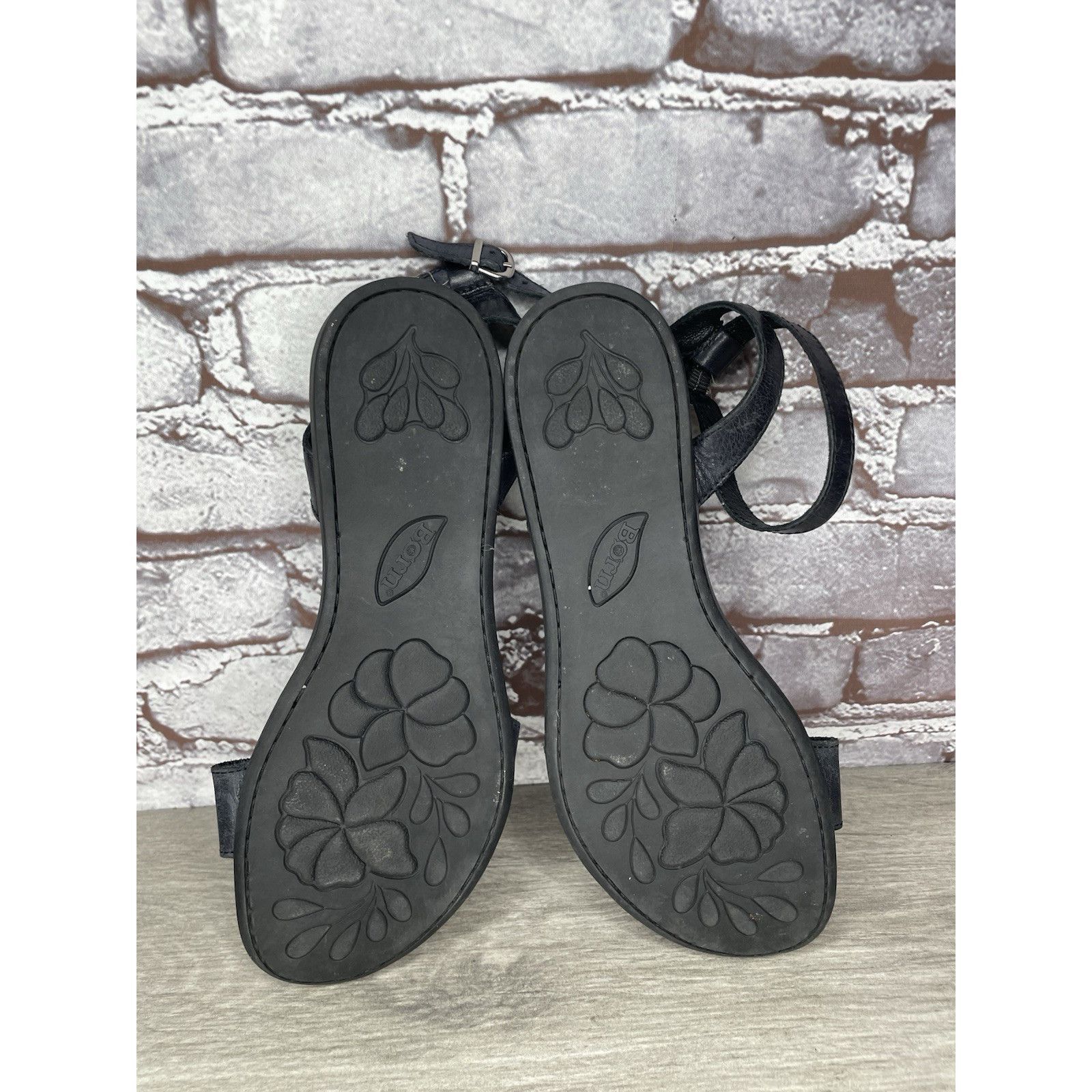 Born Born Handcrafted Black Leather Open Toe Ankle Strap Flats Sa Size US 8 / IT 38 - 18 Thumbnail