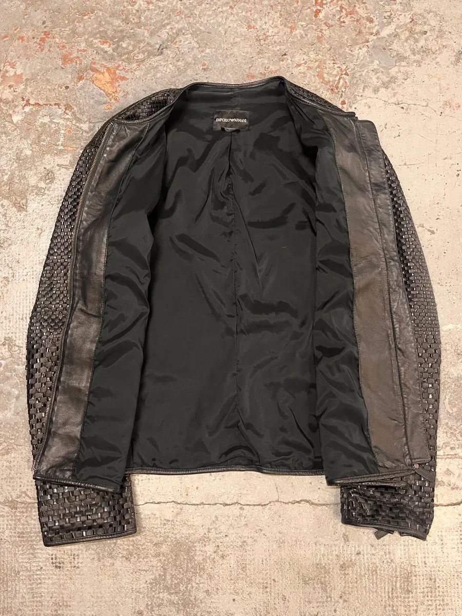 Emporio Armani SS2010 Emporio Armani Woven Gradient Black Leather Jacket Size US L / EU 52-54 / 3 - 8 Thumbnail