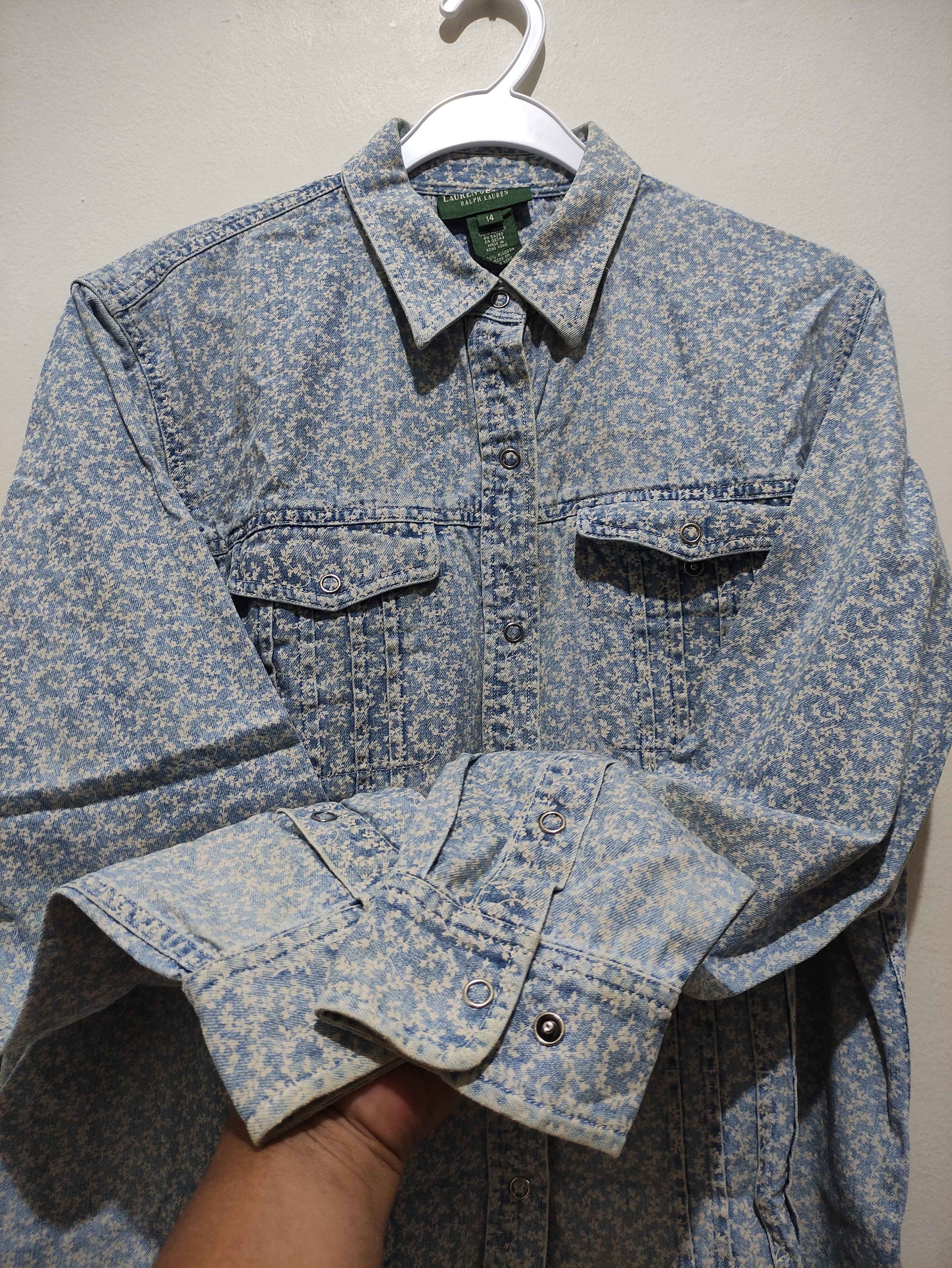 Ralph Lauren Y2k Ralph Lauren Blue Floral Denim Western Shirt Size S / US 4 / IT 40 - 5 Thumbnail