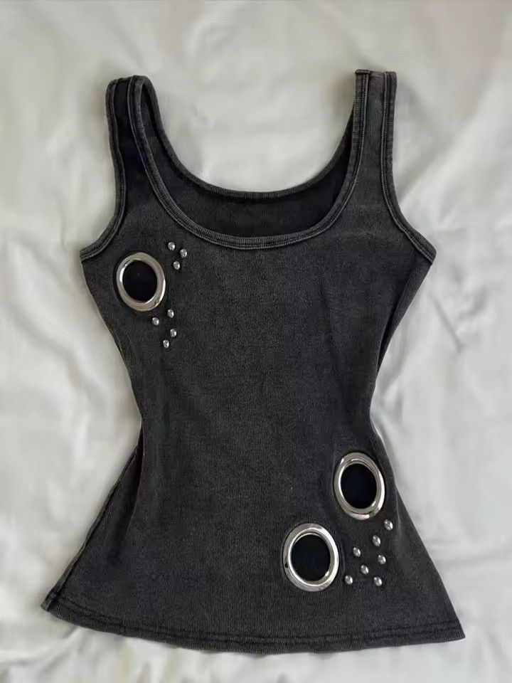 Vintage Y2K punk gothic washed black tank top t shirt Size M / US 6-8 / IT 42-44 - 1 Thumbnail